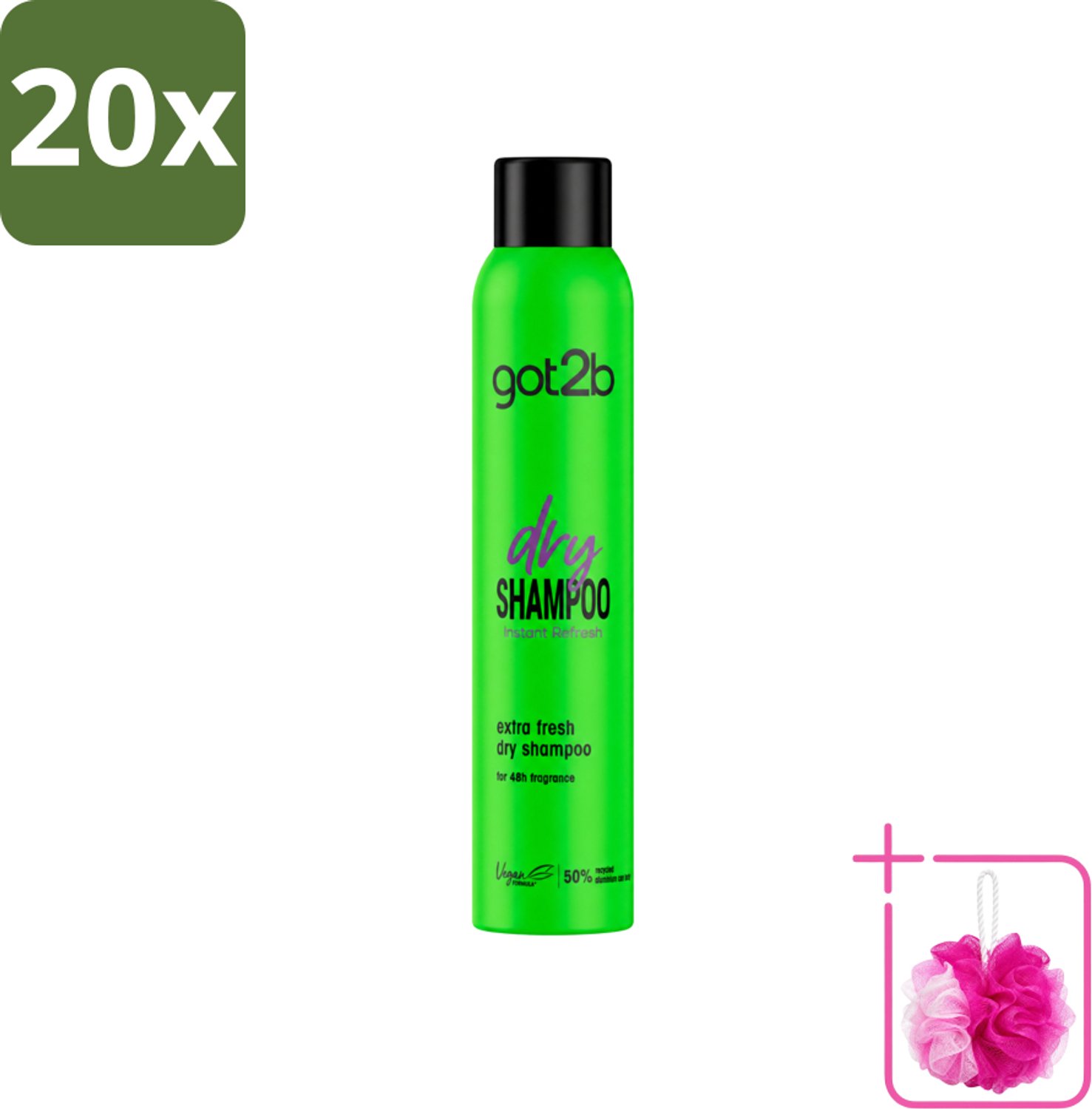 20 x Got2B - Droogshampoo - Extra Fresh - 200 ml - Bulkverpakking - Droog haar - Douchemop - Fris haar