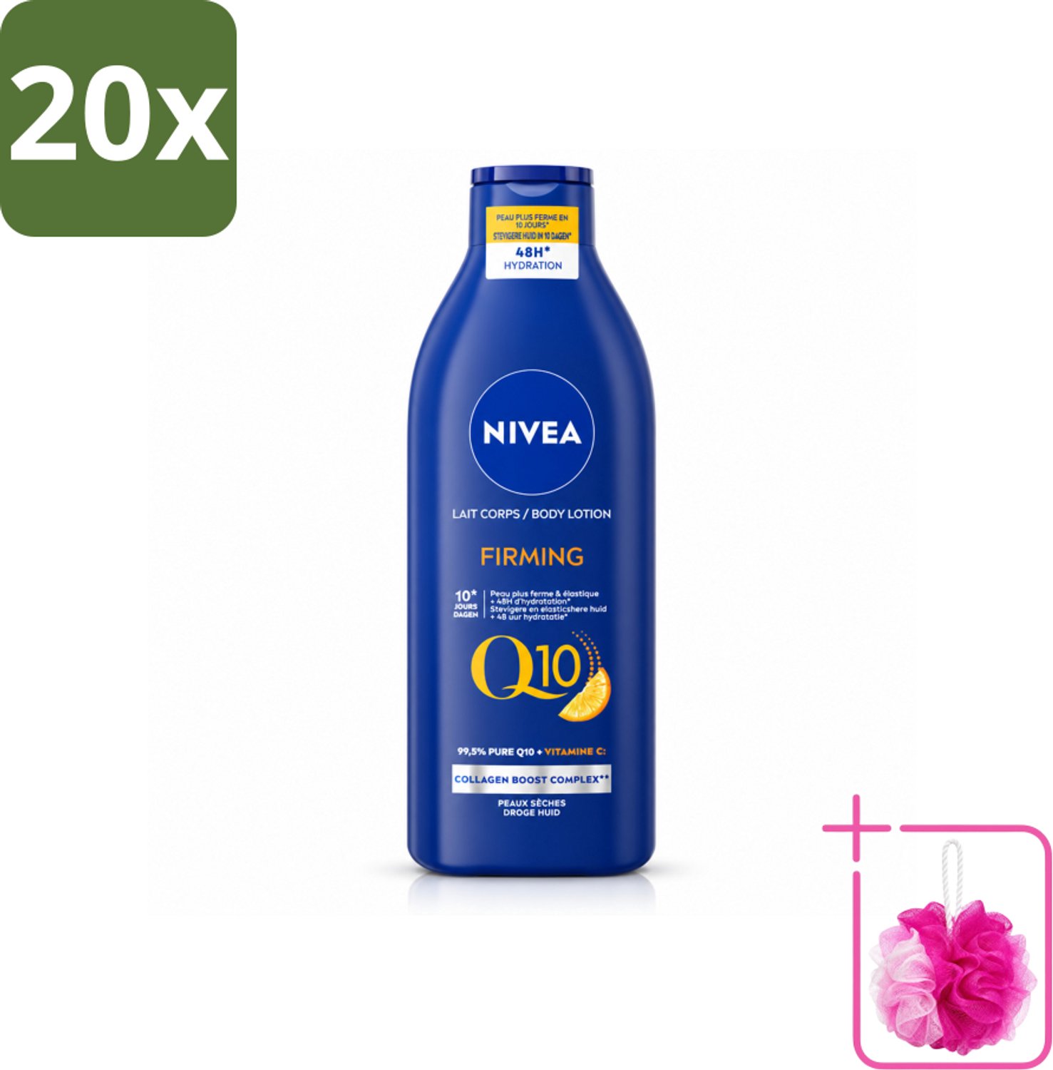 20 x Nivea - Q10 - Verstevigende Bodylotion - Vitamine C - 48 uur Hydratatie - Voor Droge Huid - 400 ml - Bulkverpakking - Bodylotion - Douchemop - Droge huid