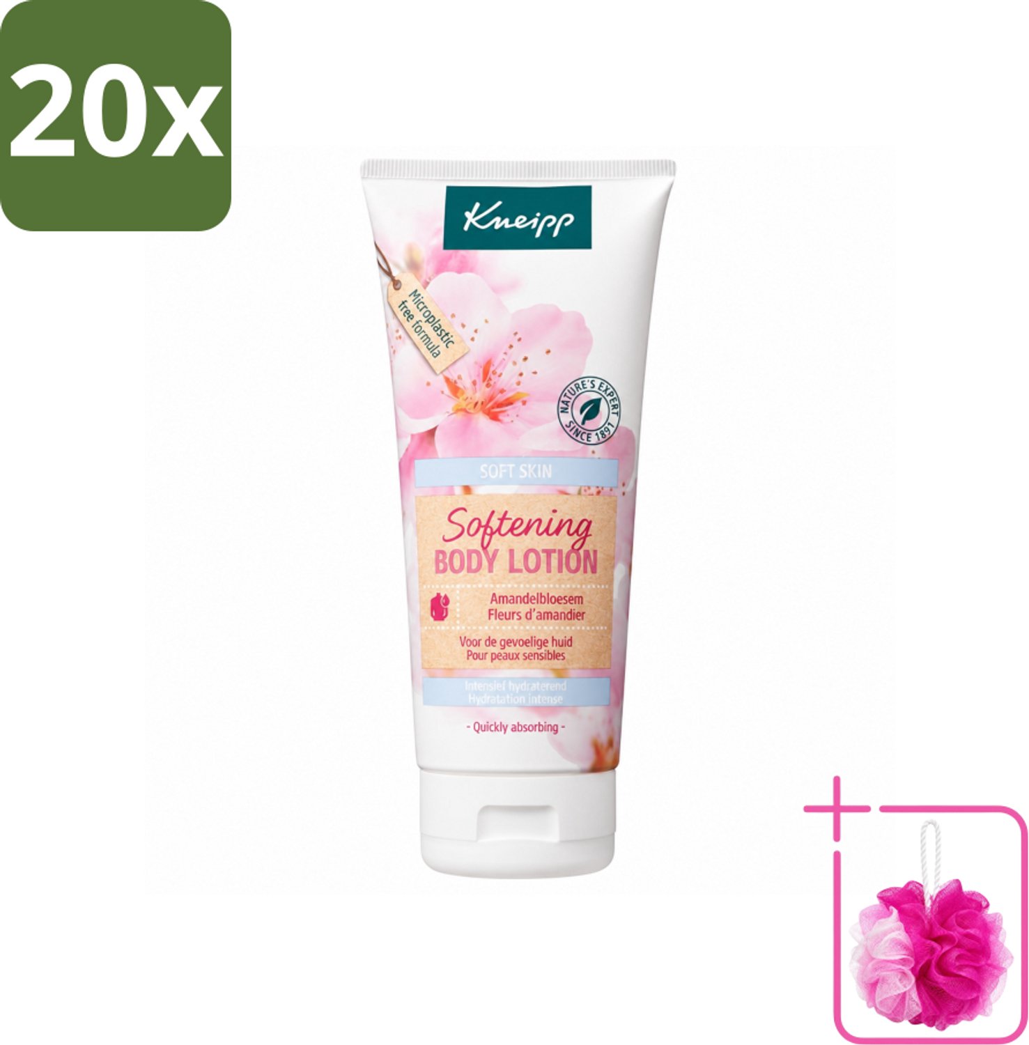 20 x Kneipp - Body lotion - Soft Skin - Amandelbloesem - 200 ml - Bulkverpakking - Gevoelige huid - Douchemop - Amandelolie