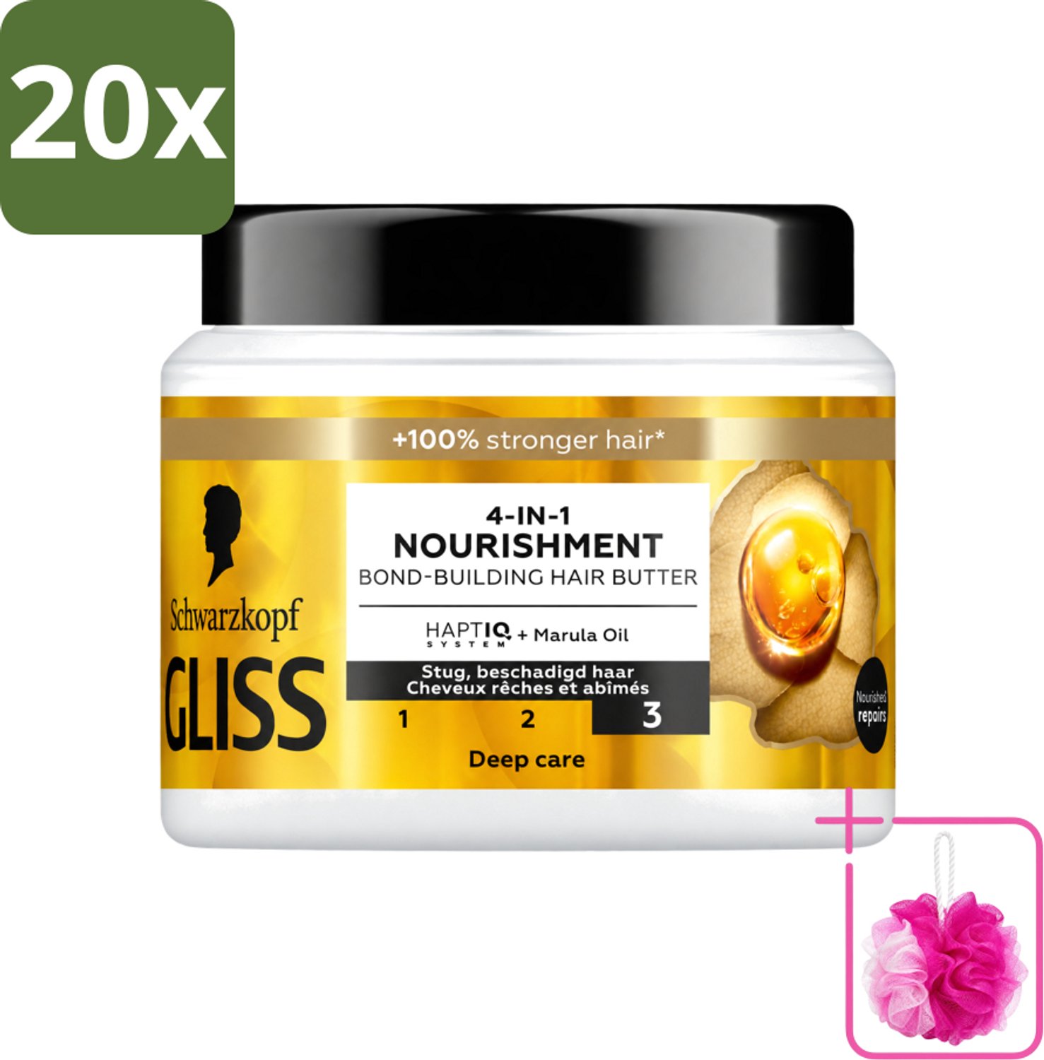 20 x Gliss - Haarmasker - 4in-1 Hair Butter - Voor Intensieve Herstelverzorging - 400 ml - Bulkverpakking - Haarmasker - Douchemop - Haarherstel