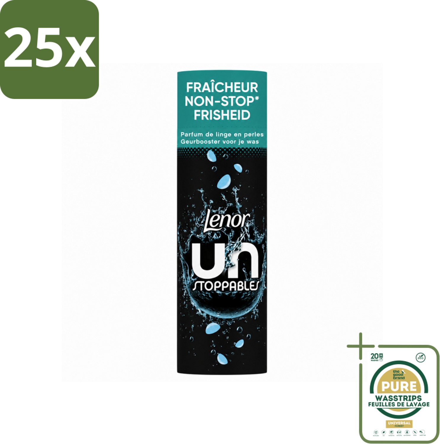 25 x Lenor Unstoppables - Geurbooster - Fris - Non-Stop Frisheid - 19 Wasbeurten - Wasstrips - Geurbooster - Frisheid - Wasgeur - Wasmiddel - Wasgeurbooster