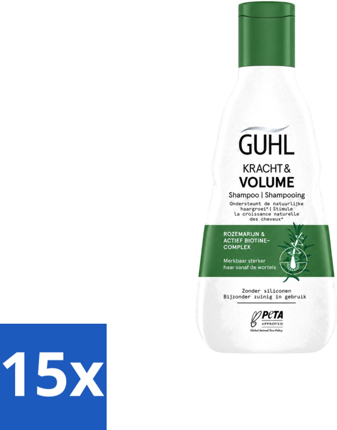 15 x Guhl – Shampoo – Kracht & Volume – 250 ml - Voordeelverpakking - 15 stuks