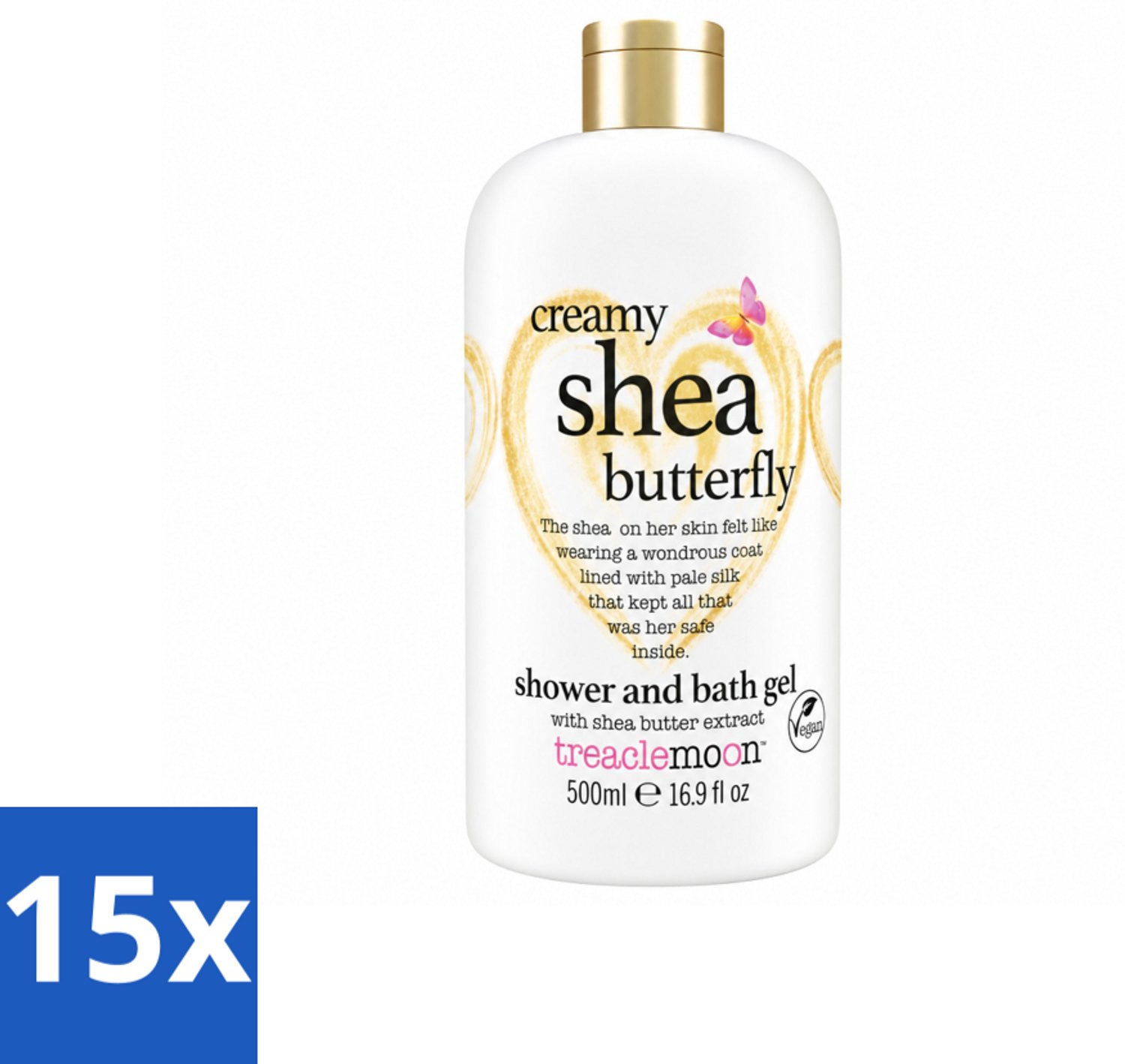 15 x Treaclemoon – Bad- & Douchegel – Creamy Shea Butterfly – 500 ml - Voordeelverpakking - 15 stuks