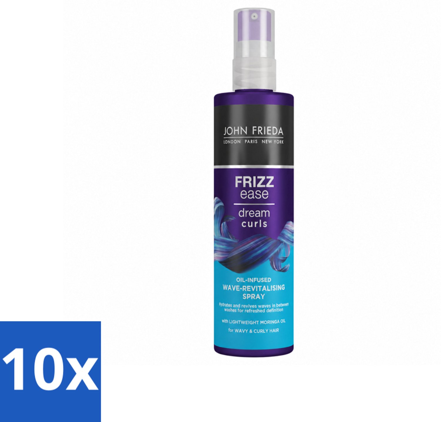 10 x John Frieda – Spray – Frizz Ease Dream Curls Oil Infused Revitalising – Hydraterend en verfrissend – 150 ml - Voordeelverpakking - 10 stuks