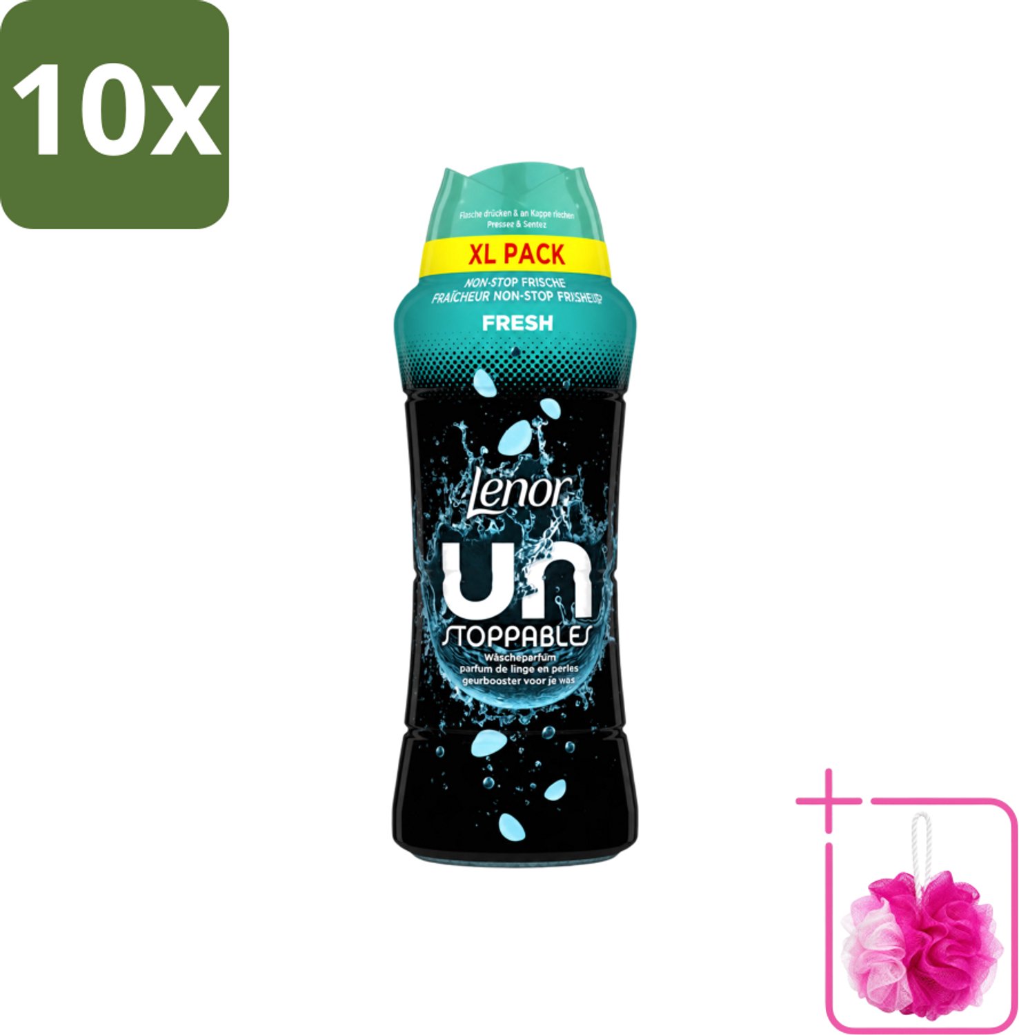 10 x Lenor Unstoppables - Geurbooster - Fris - Non-Stop Frisheid - Grootverpakking - Bulkverpakking - Geurbooster - Douchemop - Frisheid