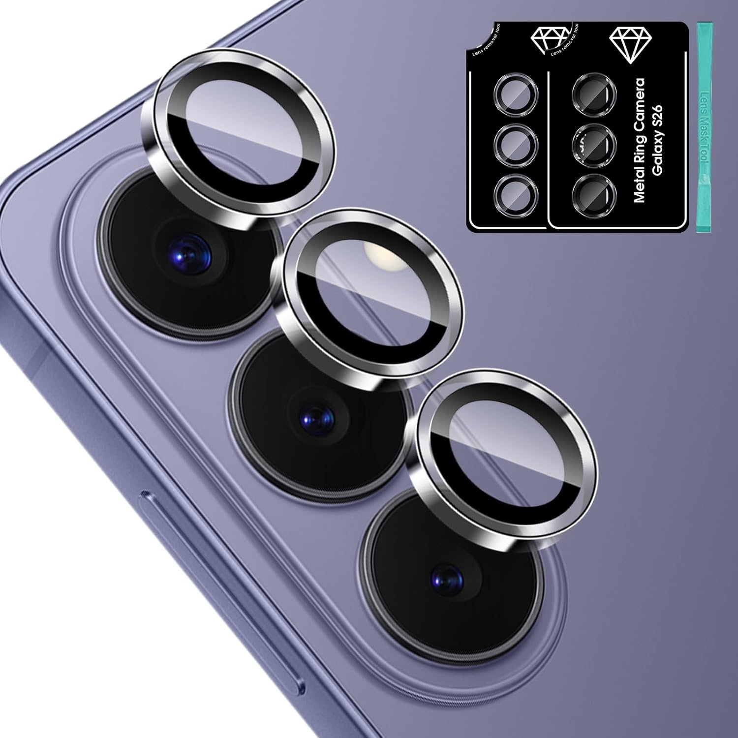 Lensbescherming voor camera aan de achterkant voor Samsung Galaxy S26 5G – [zwart], 9H hardheid, ultra resistent, krasbestendig, gehard glas, camera, Ultra HD, zonder luchtbellen