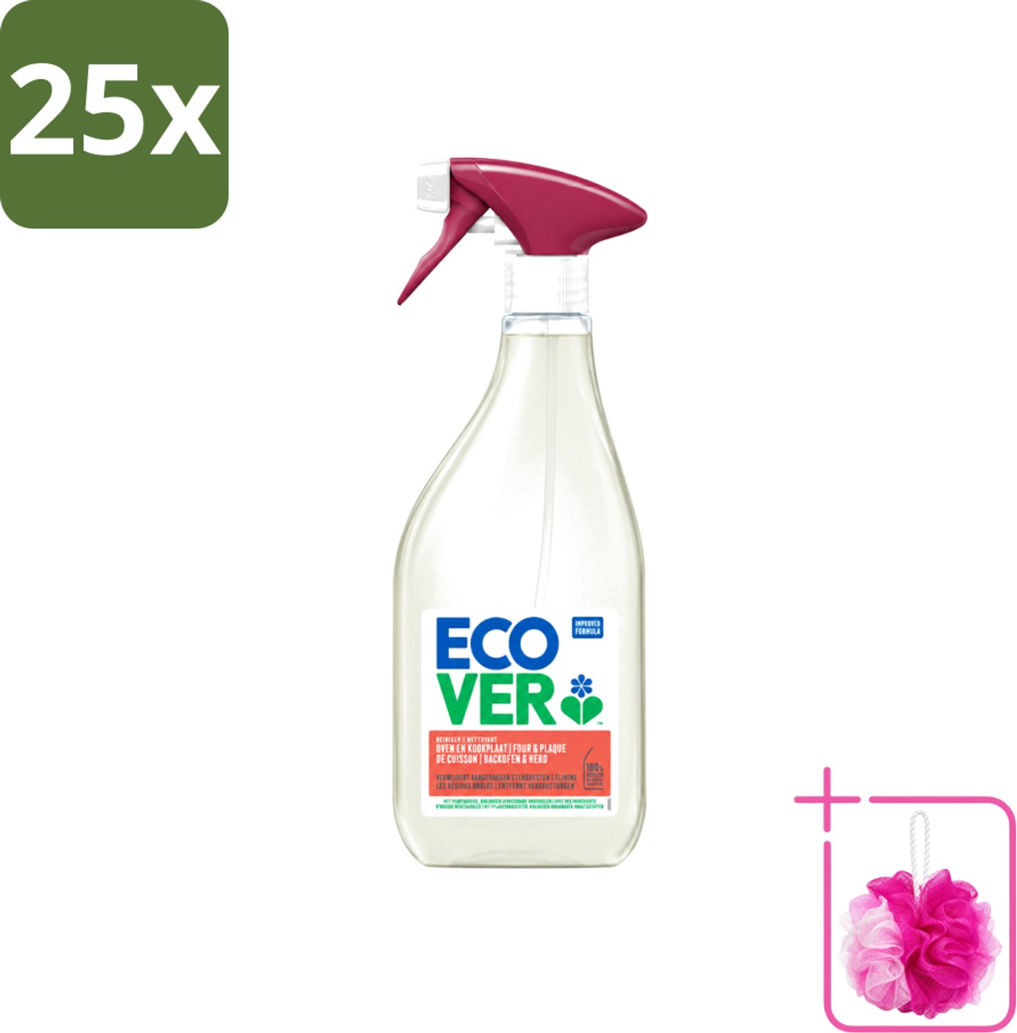 25 x Ecover - Oven- & Kookplaatreiniger - Power Cleaner - 500 ml - Bulkverpakking - Oven reinigen - Douchemop - Kookplaat reinigen