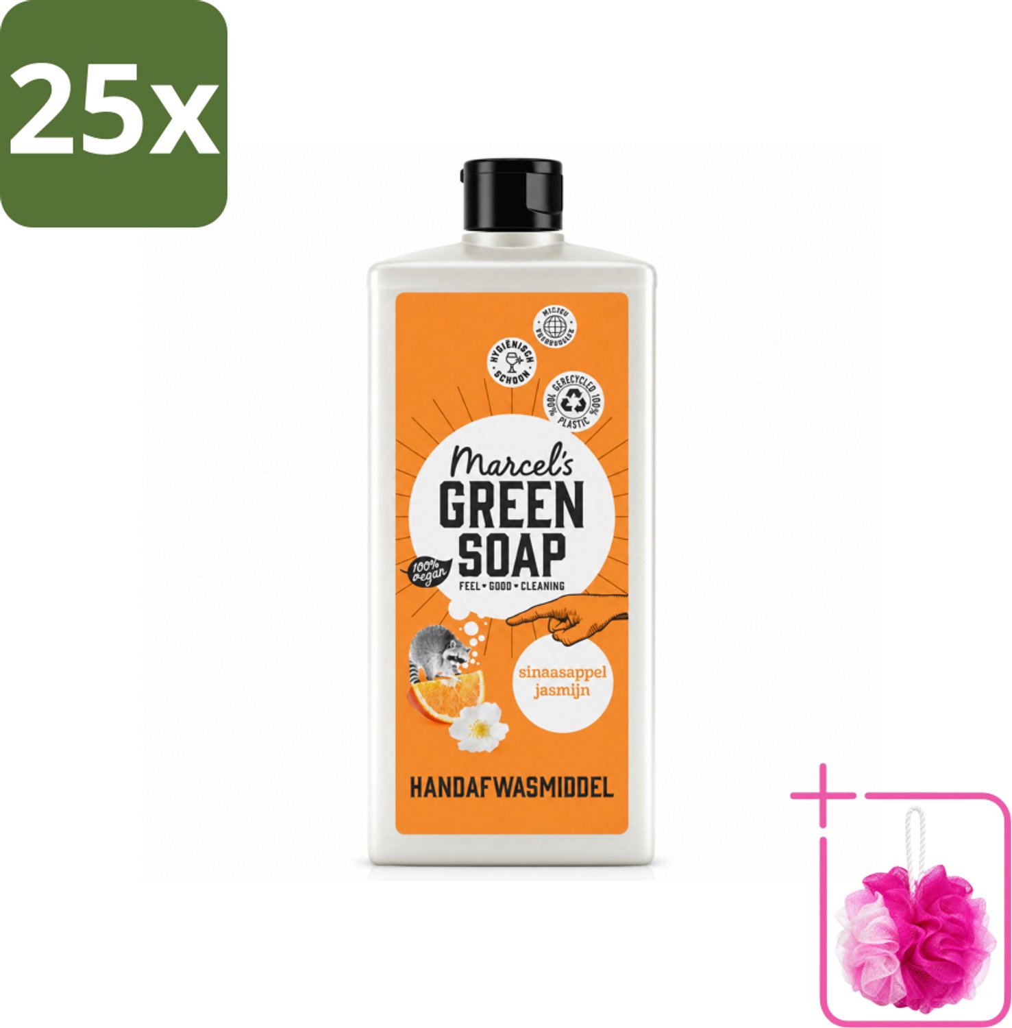 25 x Marcel's Green Soap - Afwasmiddel - Sinaasappel & Jasmijn - Voor dagelijks gebruik - 500 ml - Bulkverpakking - Afwasmiddel sinaasappel jasmijn - Douchemop - Natuurlijke afwas