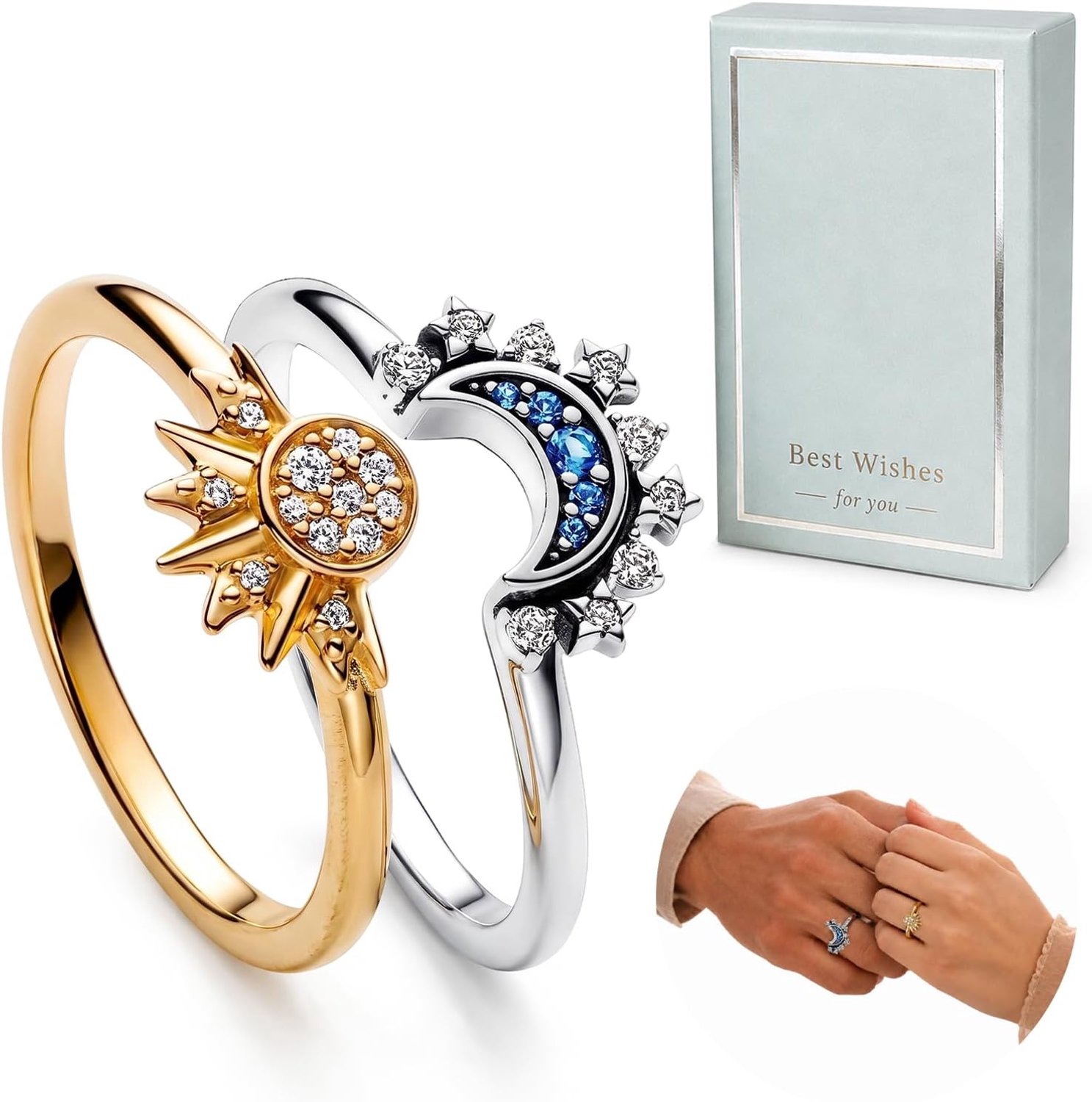 Ringenset voor koppels, beloftenring in geschenkdoos, geschikt voor dames en heren
