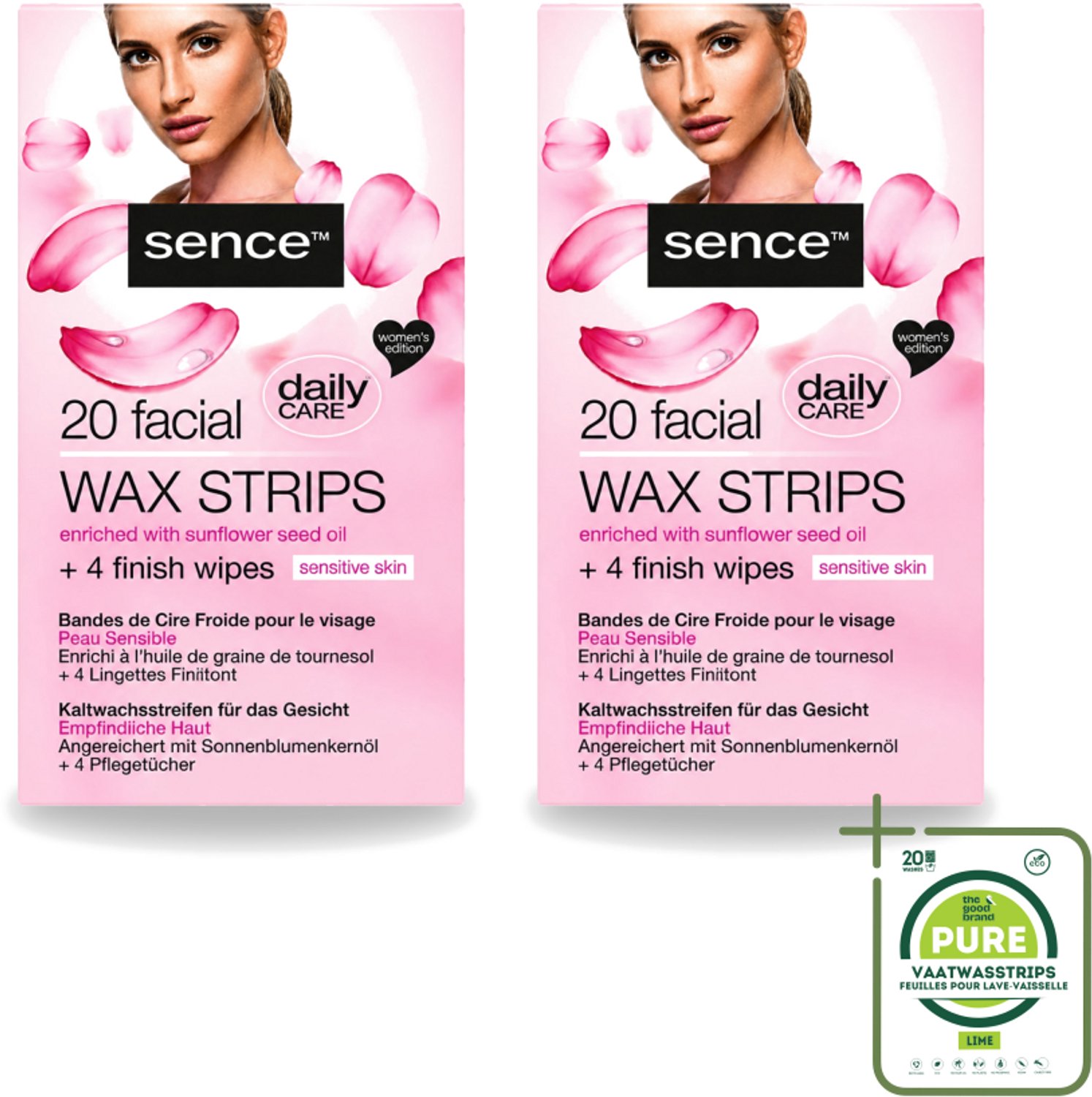 2 x Sence - Waxstrips - Gezicht - 20 Waxstrips - Grootverpakking - Vaatwasstrips - Gezichts-waxstrips - Gezichts-waxen - Haartjes Verwijderen - Gezichtsverzorging - Gladheid
