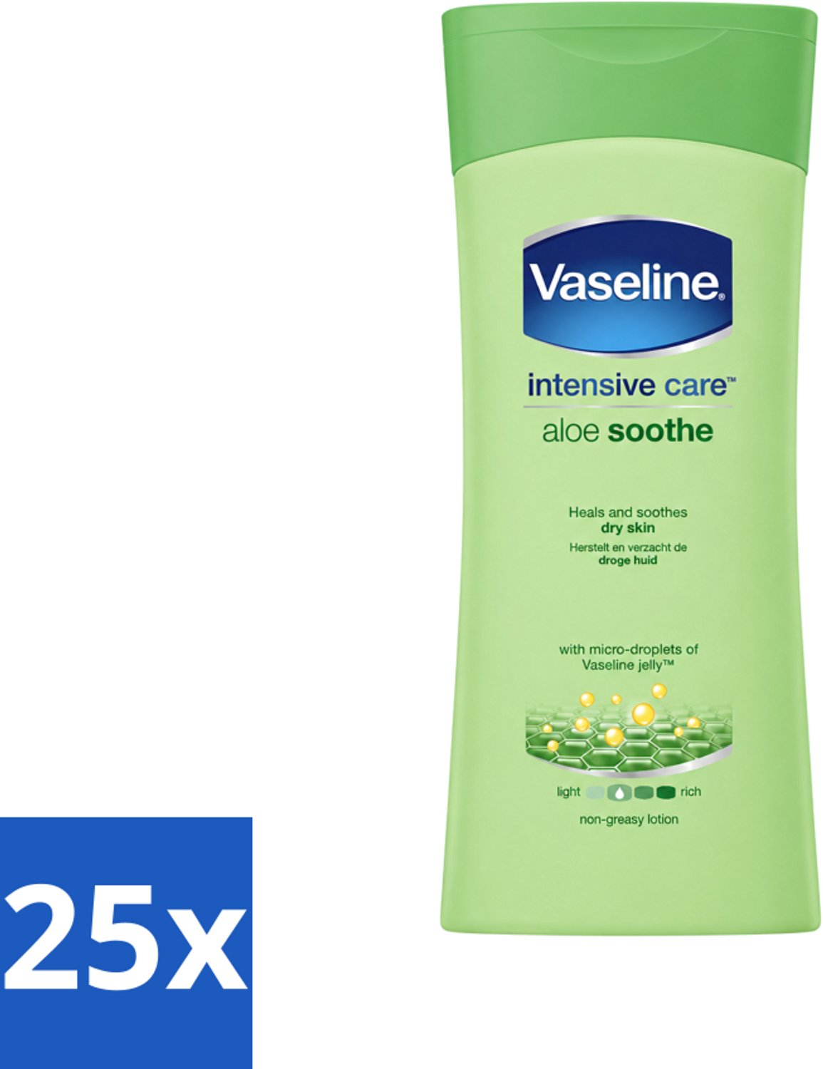 25 x Vaseline - Aloe Soothe - Bodylotion - Verfrissend - 400 ml - Voordeelverpakking - 25 stuks