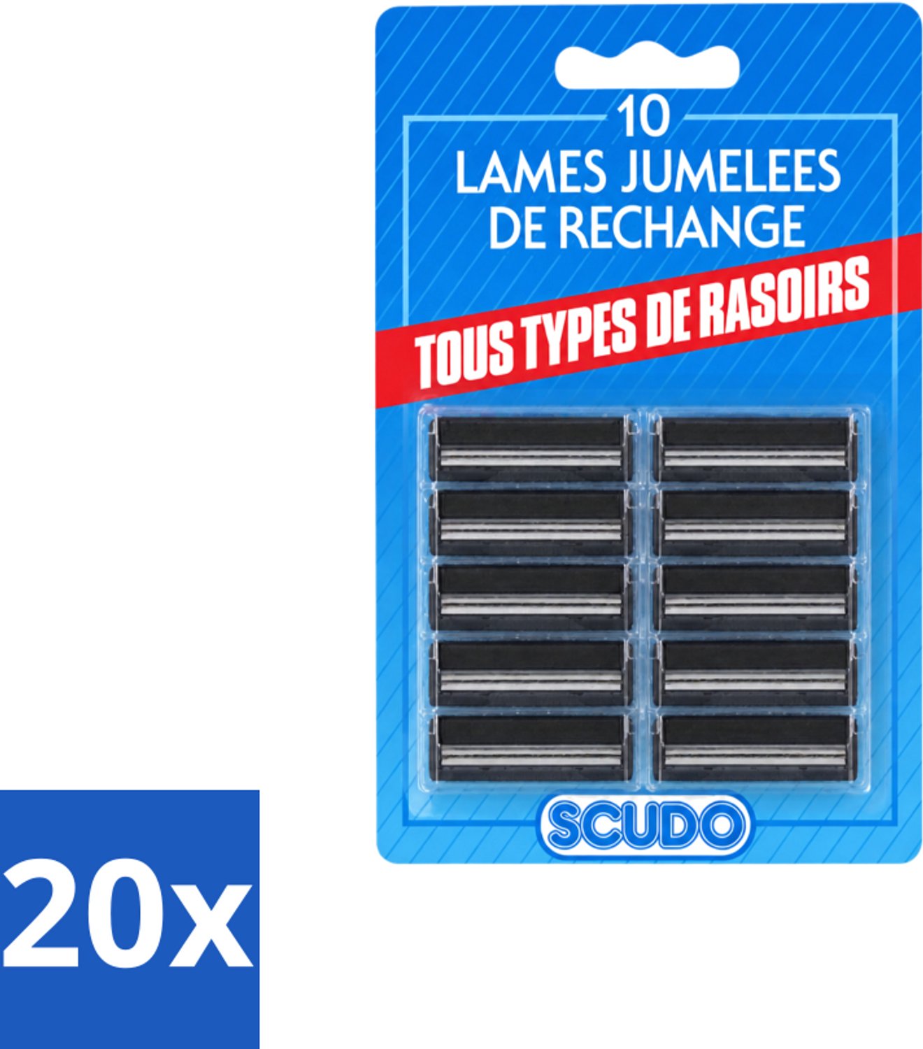20 x Scudo - Scheermesjes - 2 Scheerbladen - Vervangmesjes voor Gillette G2 & Contour - 10 Mesjes - Voordeelverpakking - 20 stuks