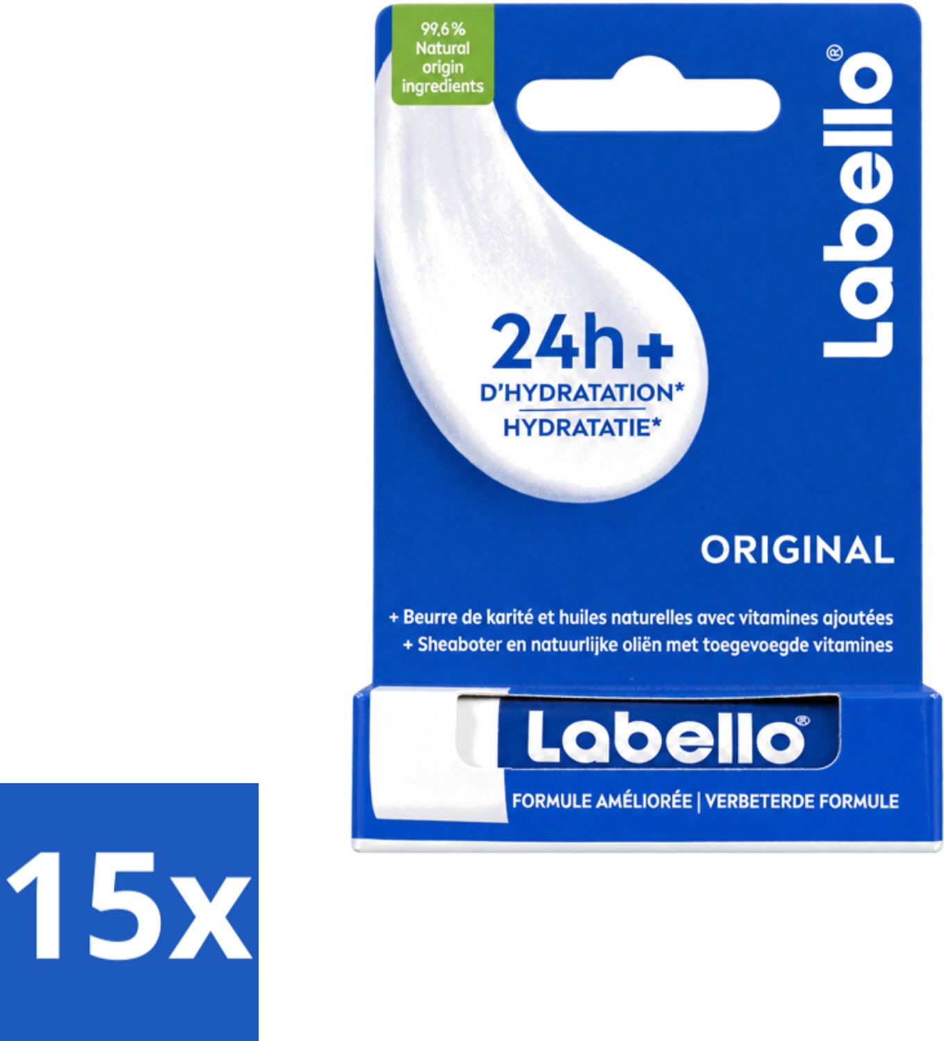 15 x Labello - Original - Lippenbalsem - Hydraterend - Stick - 4.8 g - Voordeelverpakking - 15 stuks