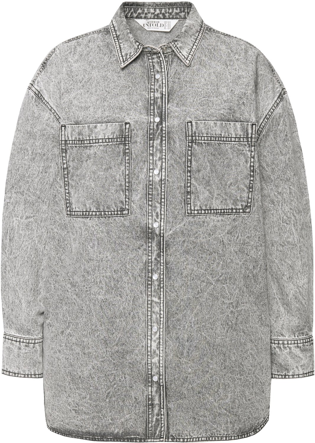 Studio Untold - Dames - Denim overhemd oversized vintage look unisex - Grijs denim - Maat M