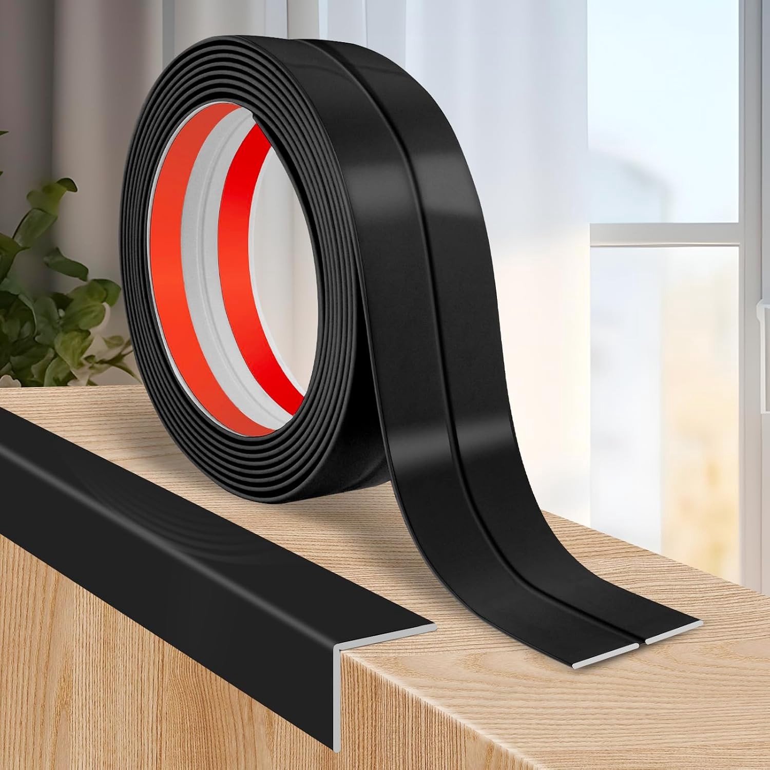 Zelfklevende PVC Hoekafwerking voor Muren, Hoekbeschermers, Tegelrand en Plafondstrip (2cm x 3m, Zwart) - Ideaal voor Keuken en Werkbladen