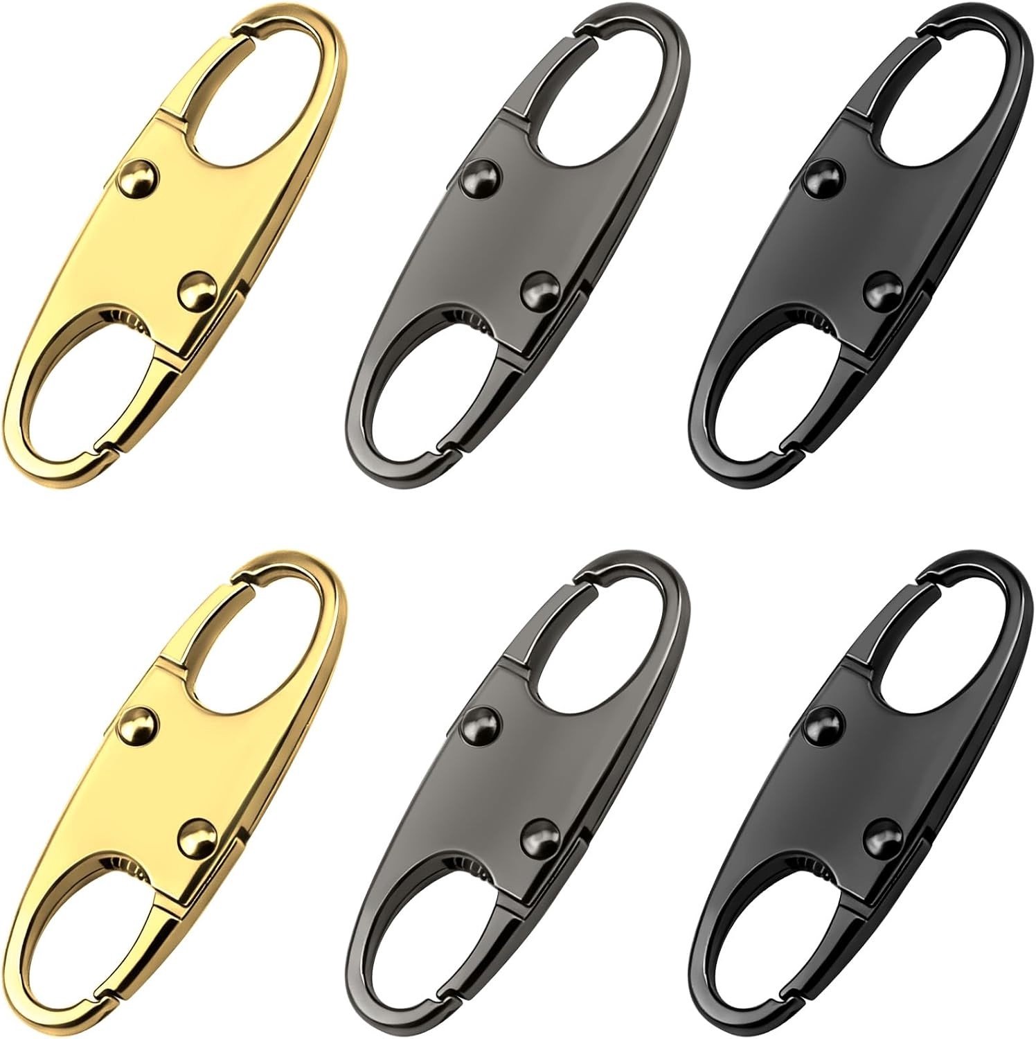 6 Stuks Carabiner Ritsclips, Kleine Snap S Haakjes, Antidiefstal Ritsvergrendelingen voor Reisbagage, Rugzak, Koffer en Buitensport Activiteiten, Universele Ritsvervanging en Reparatiesets
