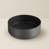 AquaVik Waskom Rundsjö Keramisch Rond 36x36x12 cm Mat Zwart Gunmetal