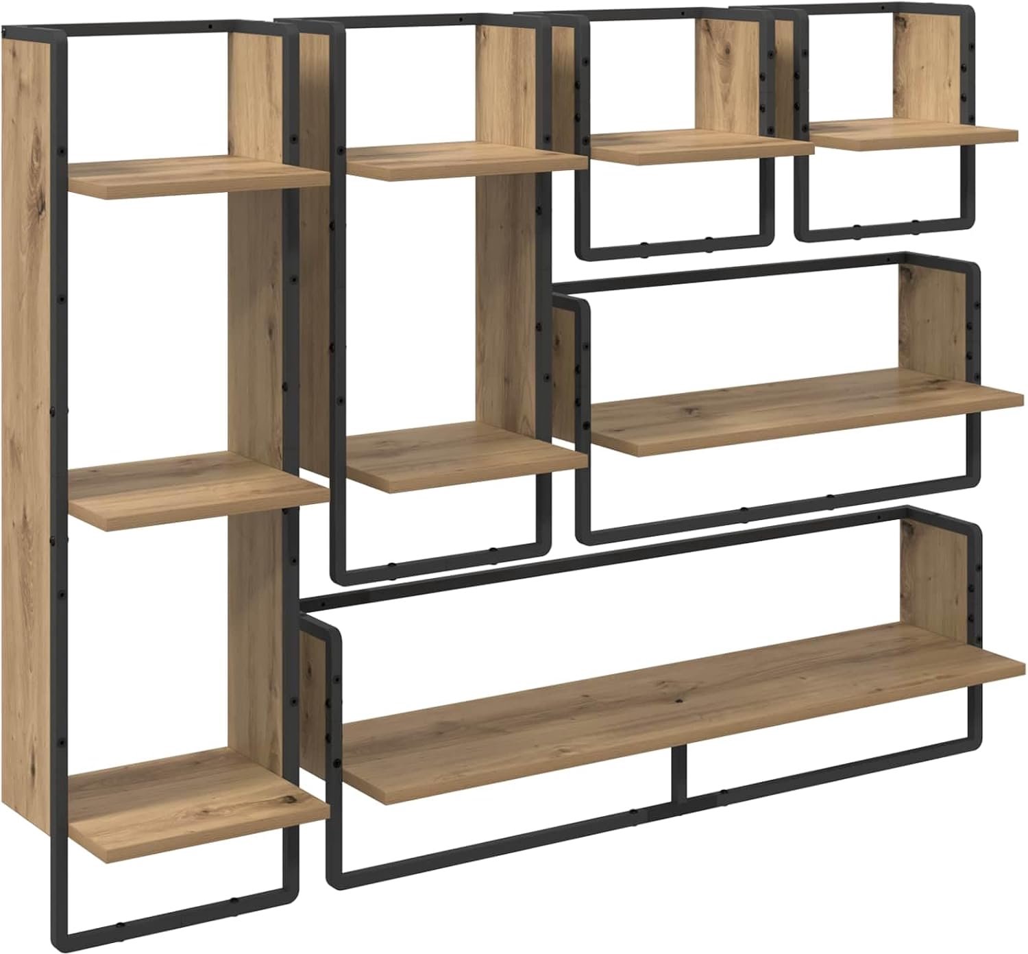 Zwevende wandplanken, 6 stuks, hout