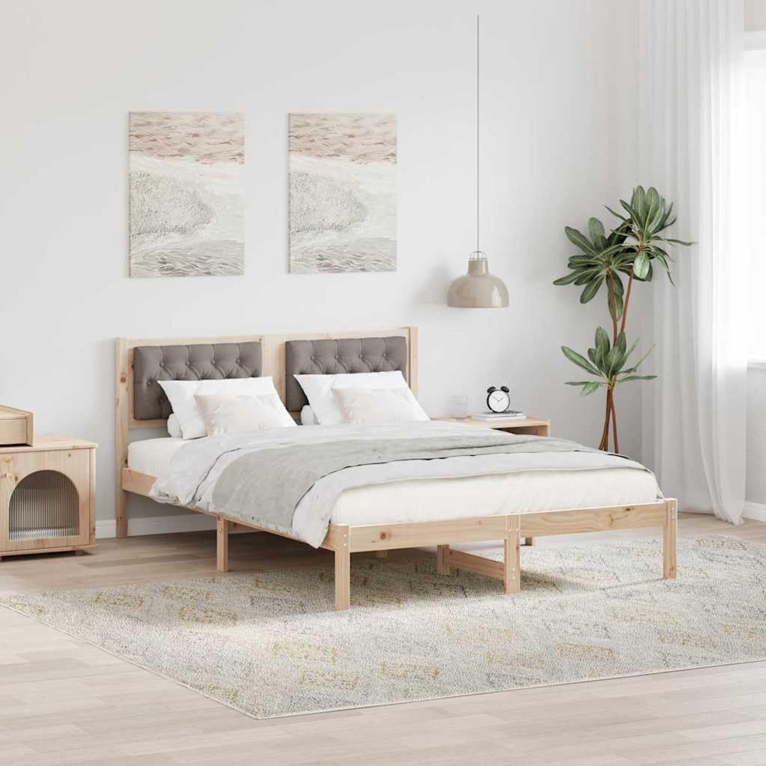 Grenenhout modern minimalistisch 140 x 200 cm taupe