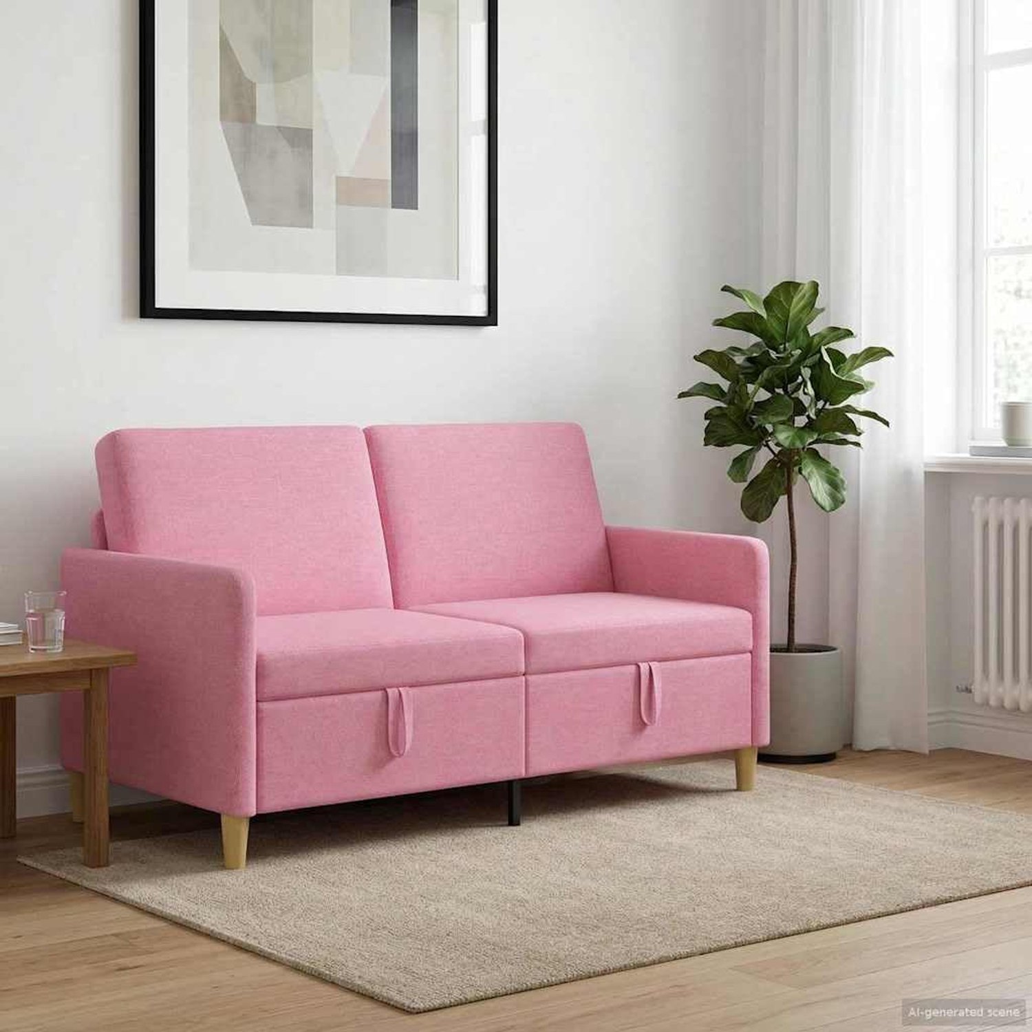 Sofa met opbergruimte, roze, 152 x 78 x 87 cm, polyester