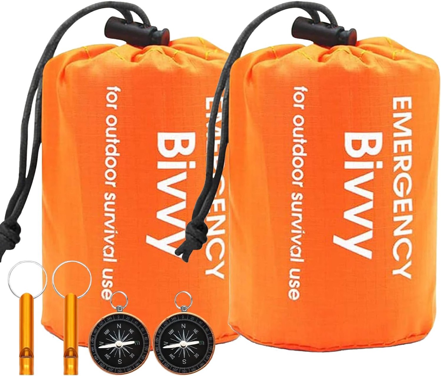 Bivakzak, nood slaapzak, nood deken slaapzak, overlevings bivakzak, overleving slaapzak, reddingsdekens, ultralicht waterdicht kou & hittebestendig met fluitje & kompas voor outdoor kamperen