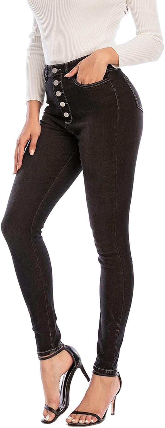 Jeans Hoge Taille Slim Skinny met Zakken Klassieke Stretch Broek