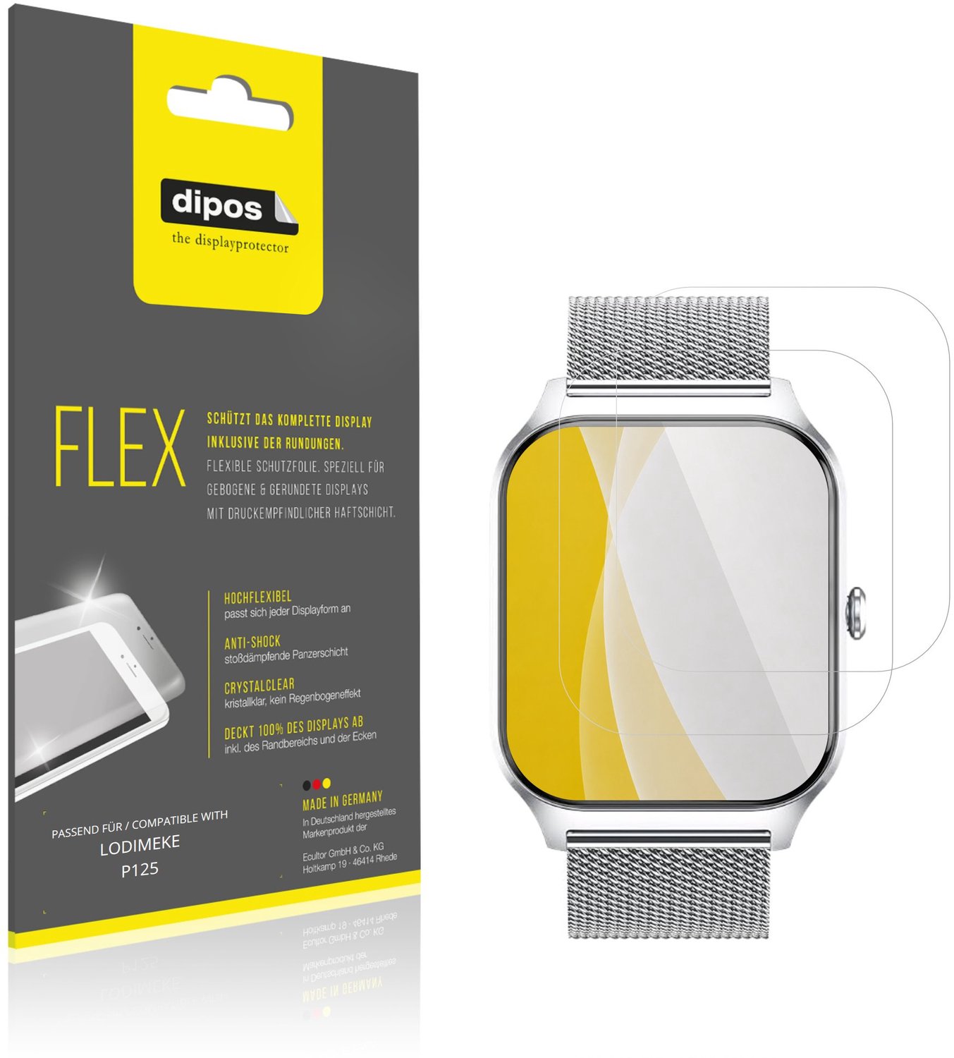 dipos – 2x Beschermfolie geschikt voor LODIMEKE P125 | 3D Full Cover Screenprotector | 100% Passend