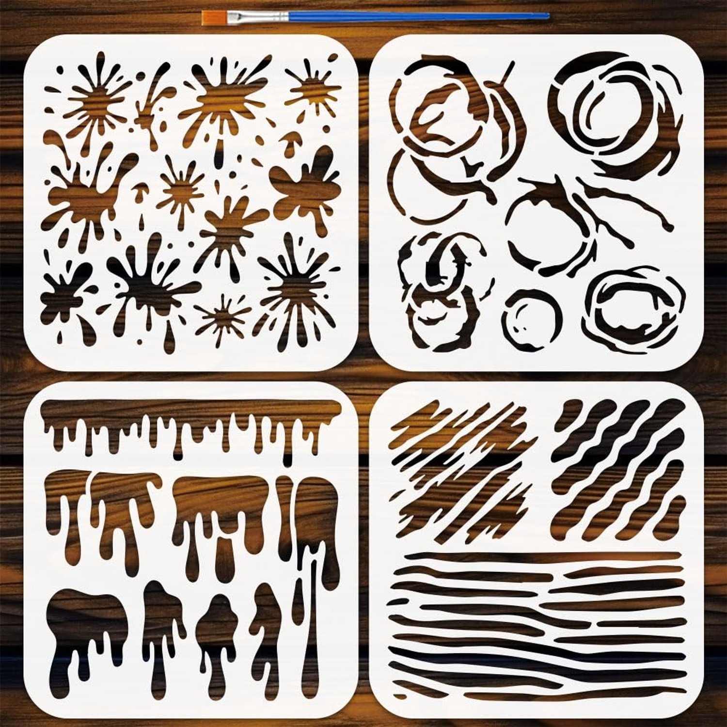 4-delige Inktspatstencil Set voor Creatieve Schilderprojecten