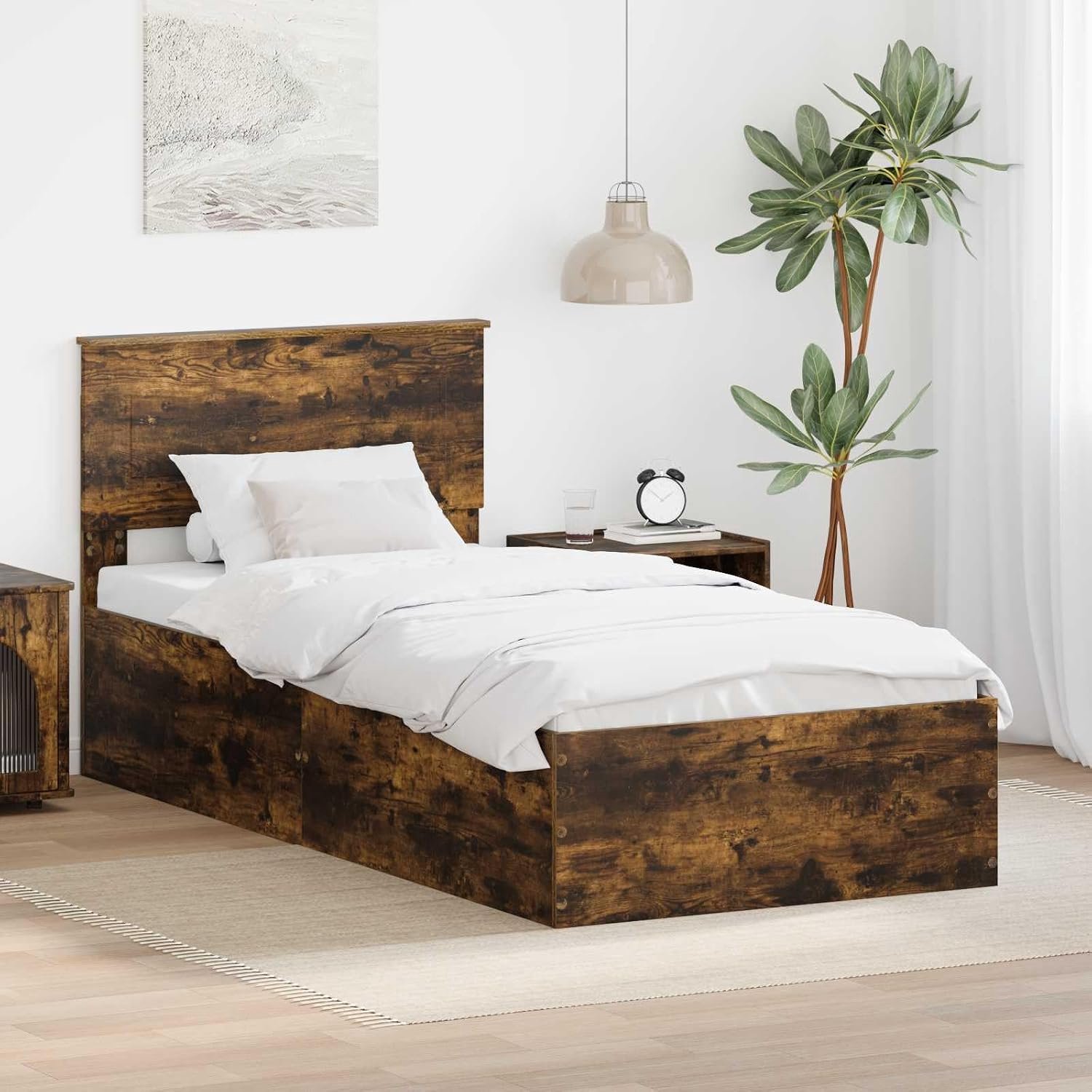 Hout Stabiel Strak design Modern Bedframe Wit 80 x 200 cm