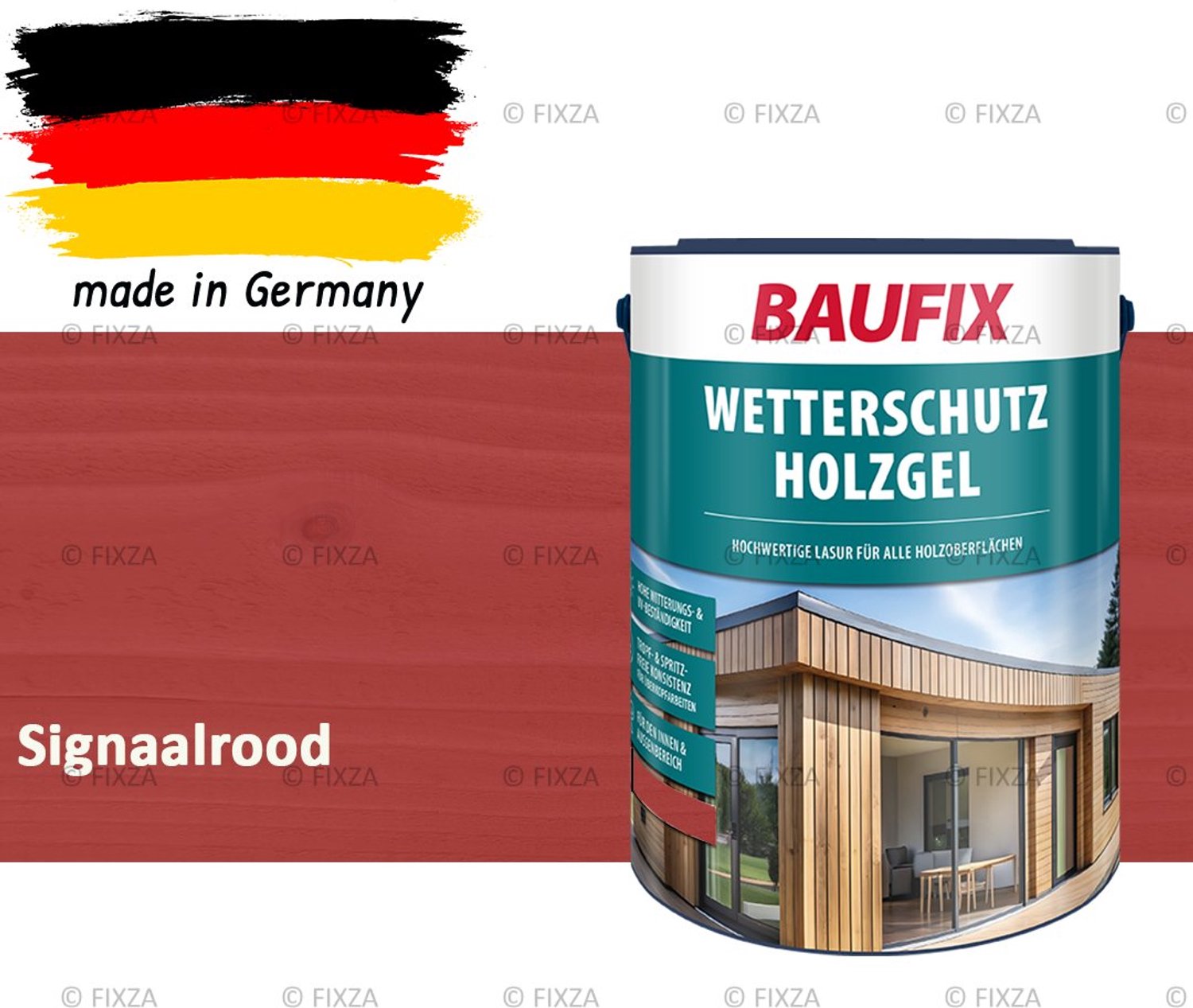 BAUFIX Buitenbeits – Signaalrood – Zijdeglans – 5 Liter – Voor Schutting, Tuinhuis & Blokhut – UV- & Weerbestendig