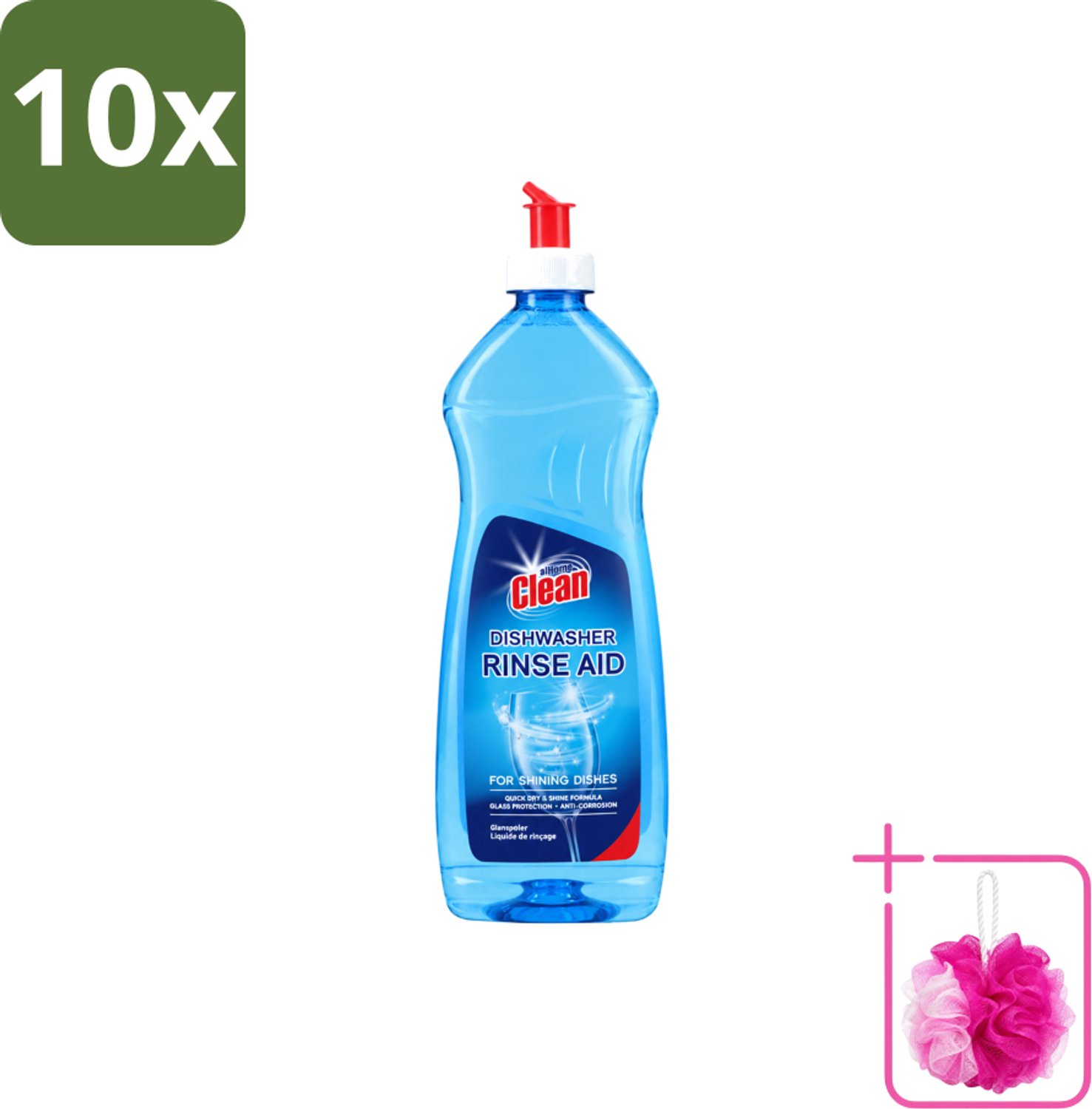 10 x At Home - Clean - Vaatwasser Glansspoelmiddel - Glasbeschermend - 500 ml - Bulkverpakking - Glansspoelmiddel vaatwasser - Douchemop - Glasbescherming vaatwasser
