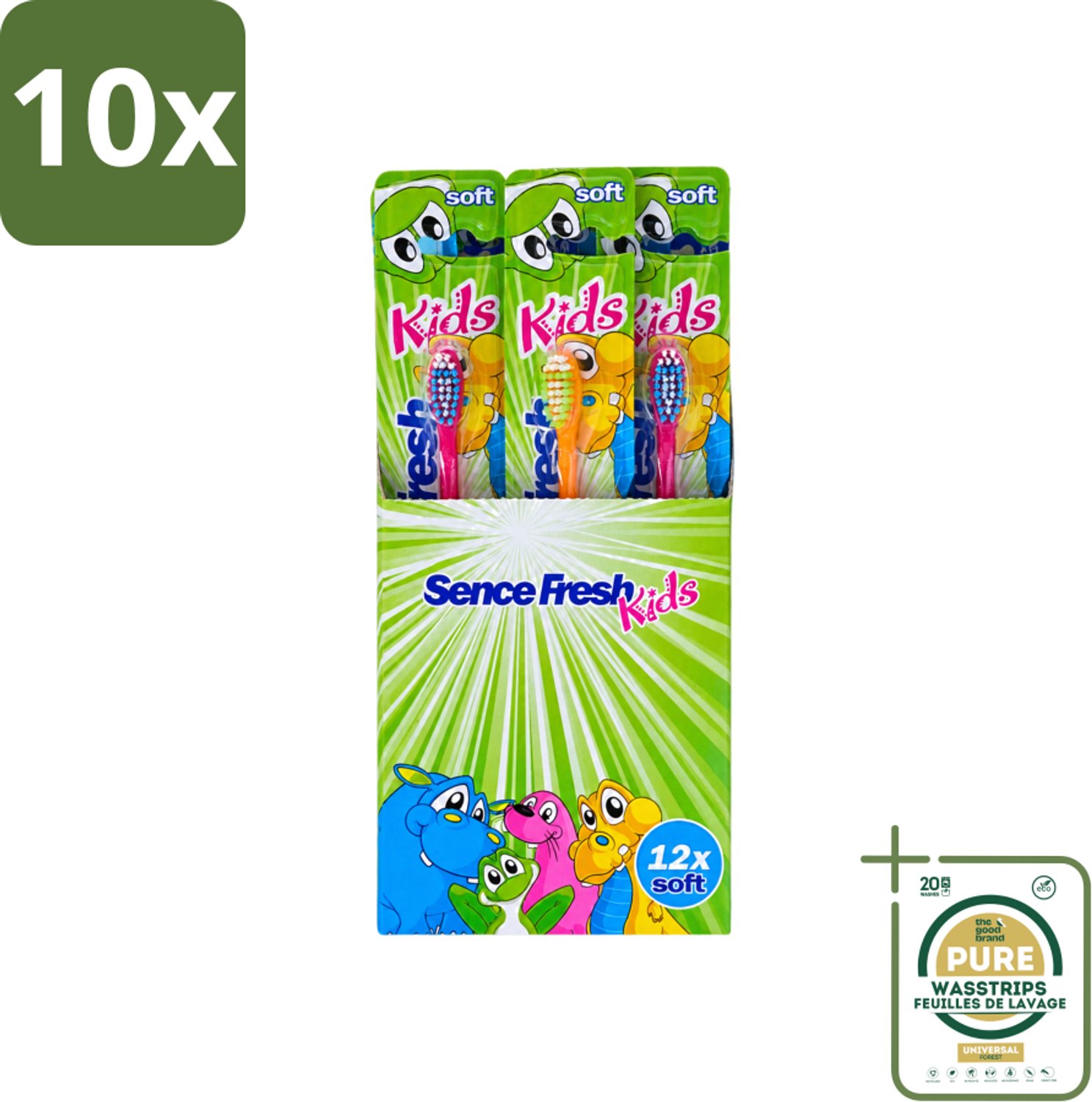 10 x Sence - Fresh Kids Soft - Tandenborstels - Zacht - 12 Tandenborstels - Wasstrips - Tandenborstels Voor Kinderen - Zachte Tandenborstels - Kindertandenborstels - Tandenborstel Voor Kinderen - Gezonde Mondhygiëne