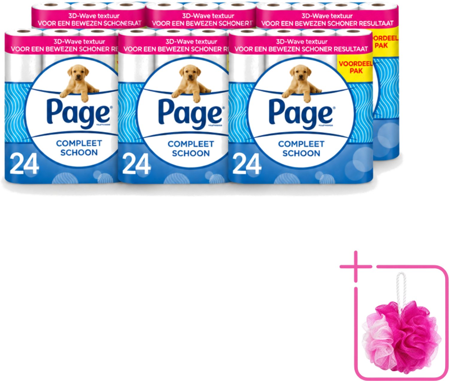 6 x Page - Compleet Schoon - Toiletpapier - 2-Laags - Comfortabel & Zacht - 24 Rollen - Bulkverpakking - Toiletpapier - Douchemop - 2-laags toiletpapier