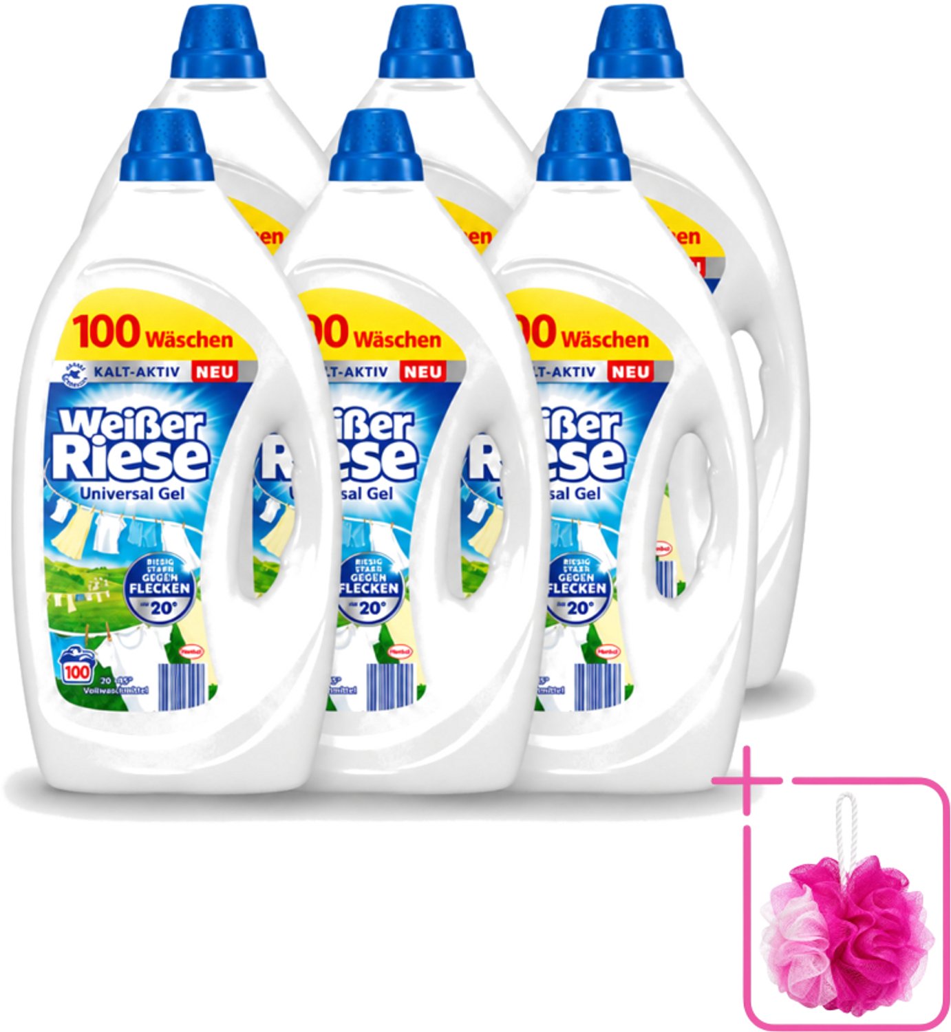 6 x Witte Reus - Gel - Vloeibaar Wasmiddel - Witte Was - 100 Wasbeurten - Bulkverpakking - Wasmiddel - Douchemop - Witte Reus
