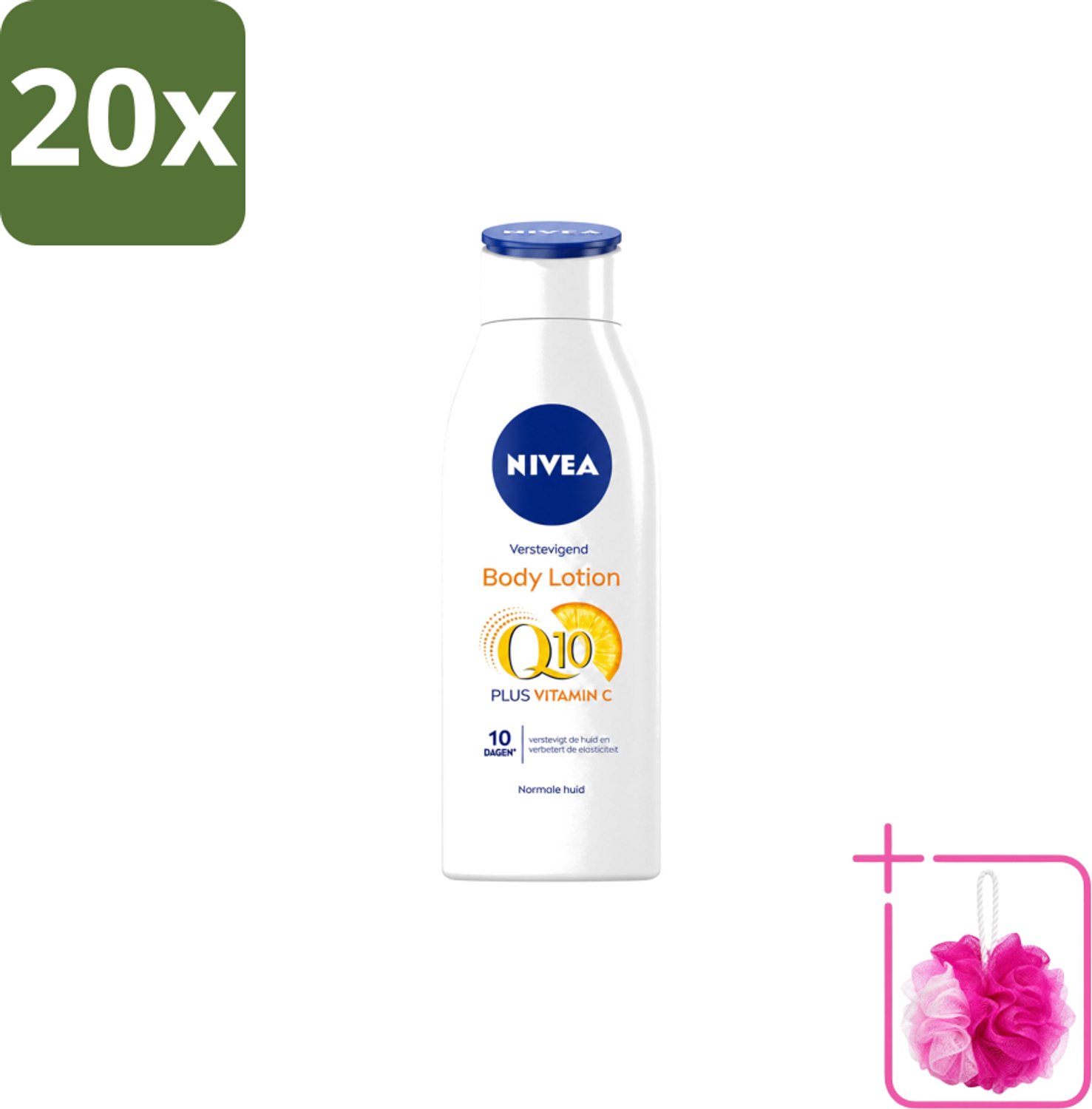 20 x Nivea – Bodylotion – Q10 Plus Verstevigend – 400 ml - Bulkverpakking - Q10 Plus - Douchemop - Huidversteviging