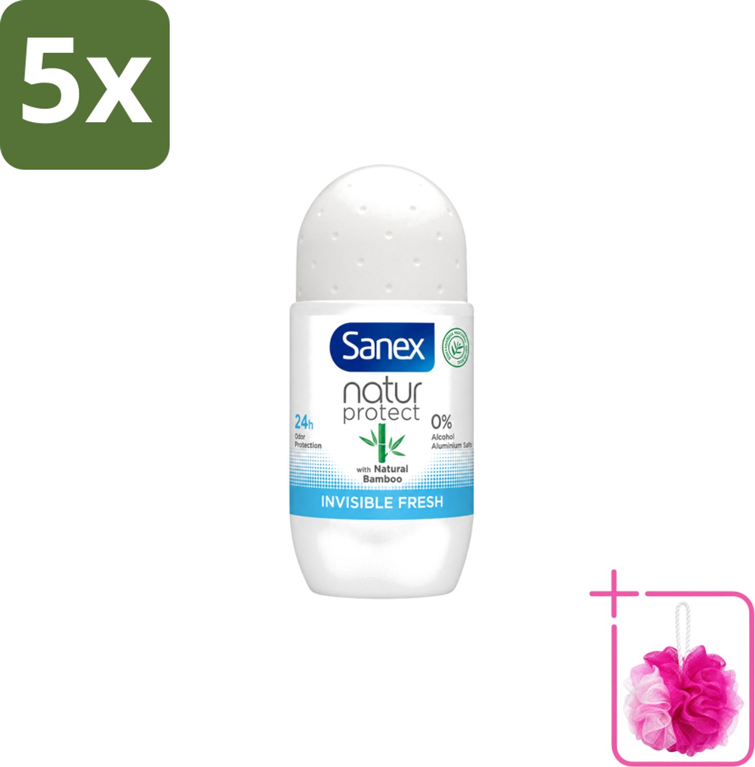 5 x Sanex – Deo Roll-on – Bamboo Invisible Fresh – 50 ml - Bulkverpakking - Deodorant roll-on - Douchemop - Bamboe