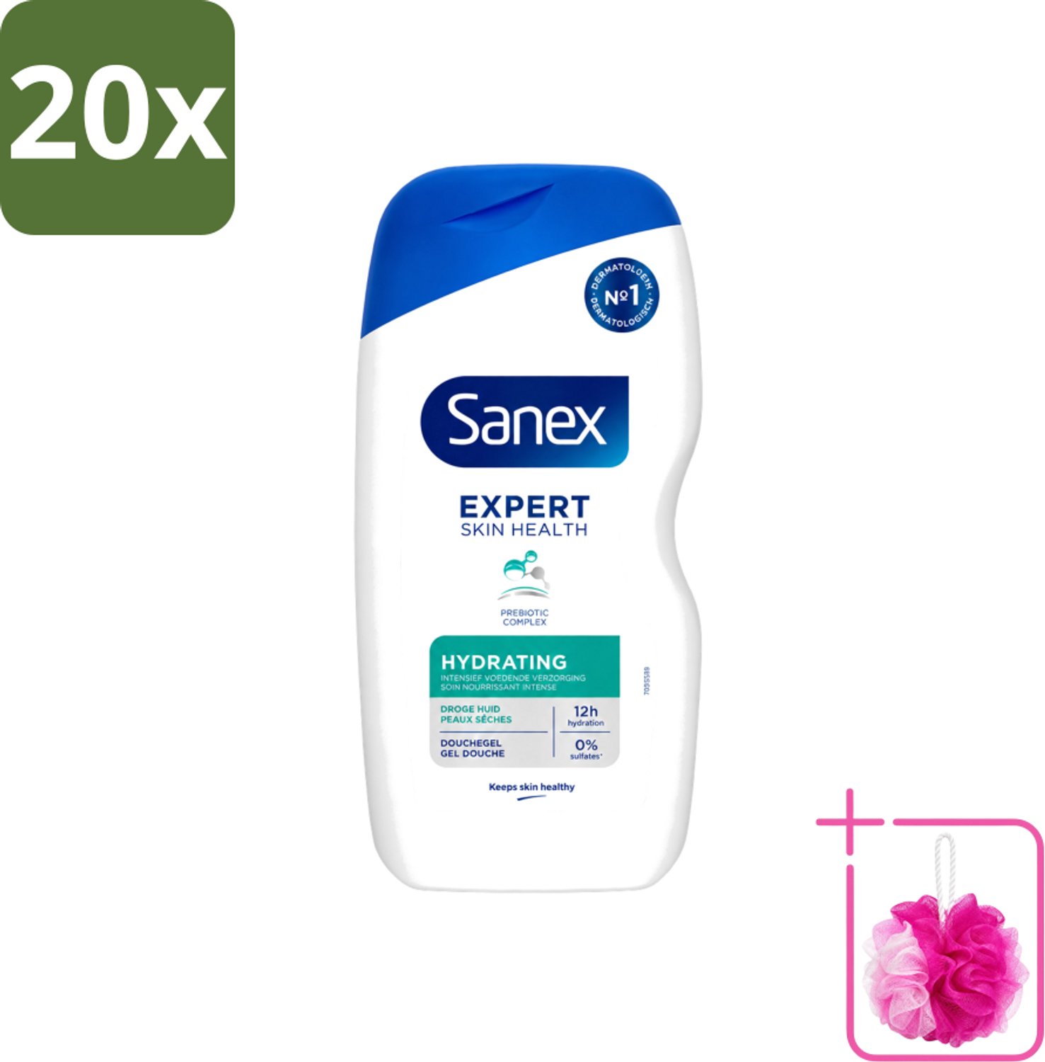 20 x Sanex - Douchegel - Expert Skin Health Hydrating - Hydrateert de Huid - 400 ml - Bulkverpakking - Hydratatie huid - Douchemop - Douchegel huid