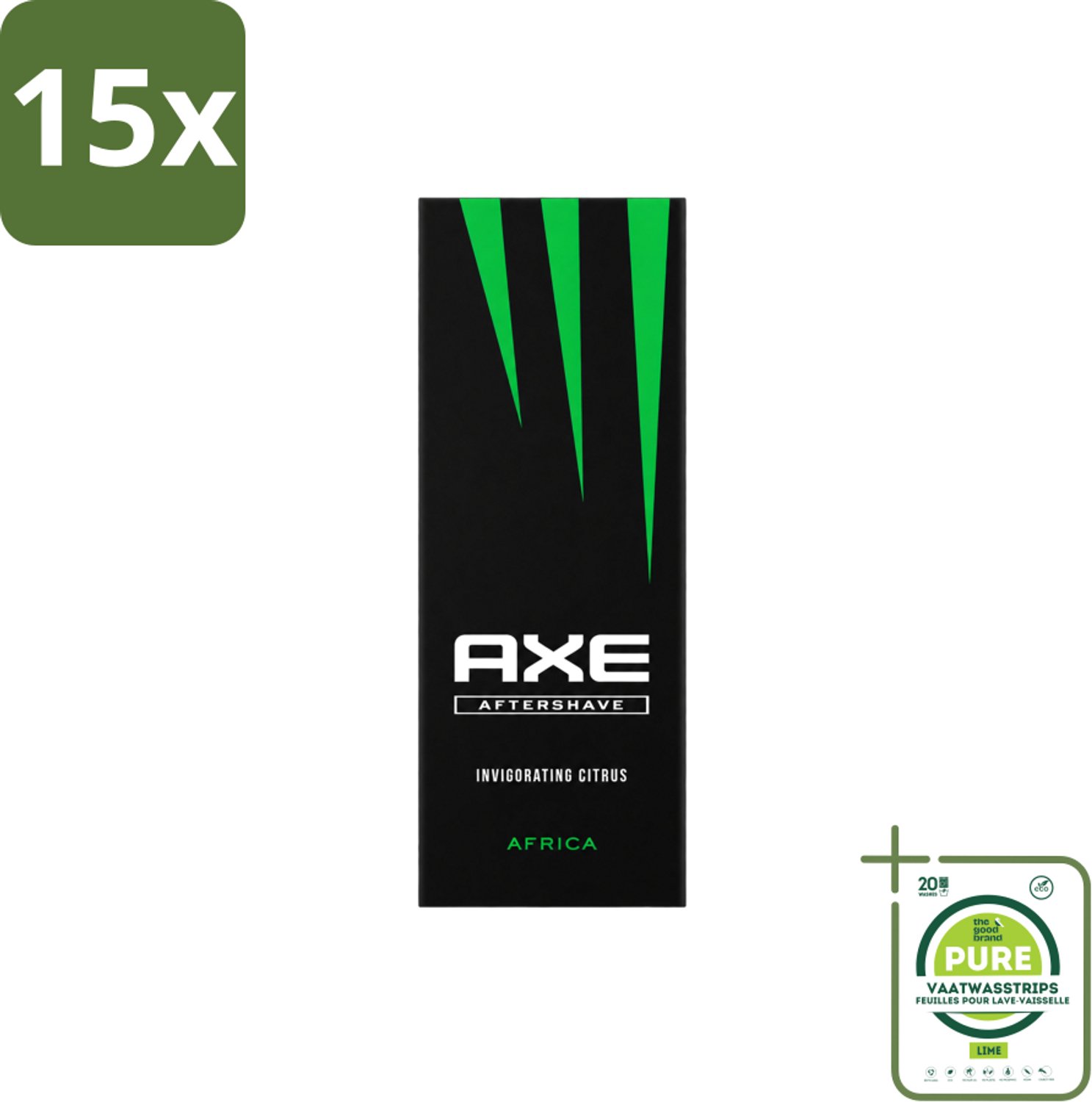 15 x Axe – Aftershave – Africa – 100 ml - Grootverpakking - Vaatwasstrips - Aftershave Africa - Aftershave - Huidverzorging - Scheren - Huidkalmering