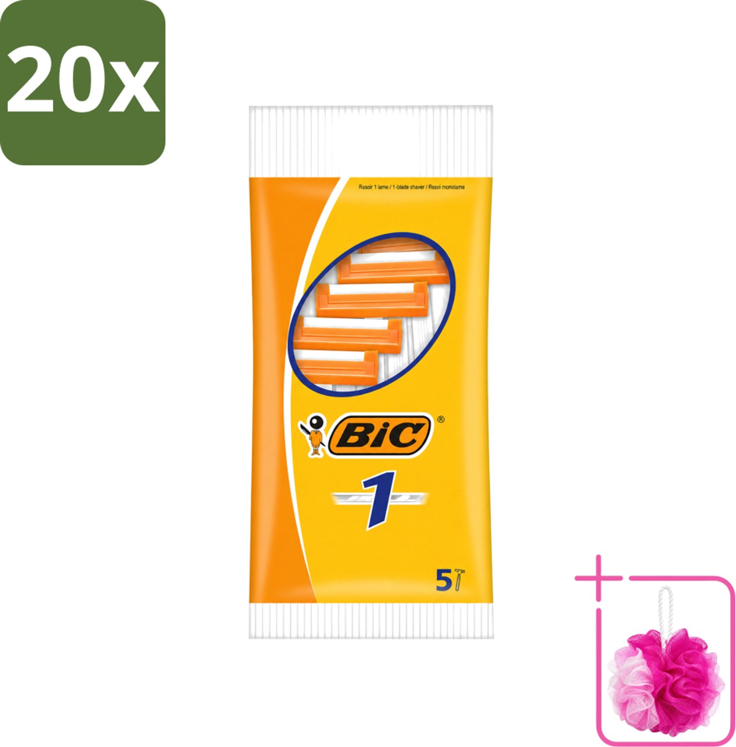 20 x Bic - Scheermesjes - Enkel Mesje - Wegwerpmesjes - 5 Scheermesjes - Bulkverpakking - Scheermesje - Douchemop - Wegwerpscheermesje