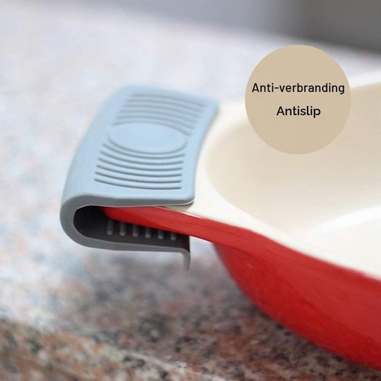 Siliconen pot oor grips, 2 paar, zwart en grijs, hittebestendige handvatbeschermers voor kookpannen, braadpannen en gietijzeren pannen — afbeelding 4