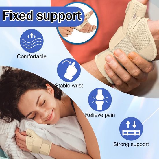 Polsbandage voor peesontsteking, verstelbaar, duimbandage, rechter- en linkerhand, sportarmband voor sportschool, geschikt voor sport, werk, slaap — afbeelding 4