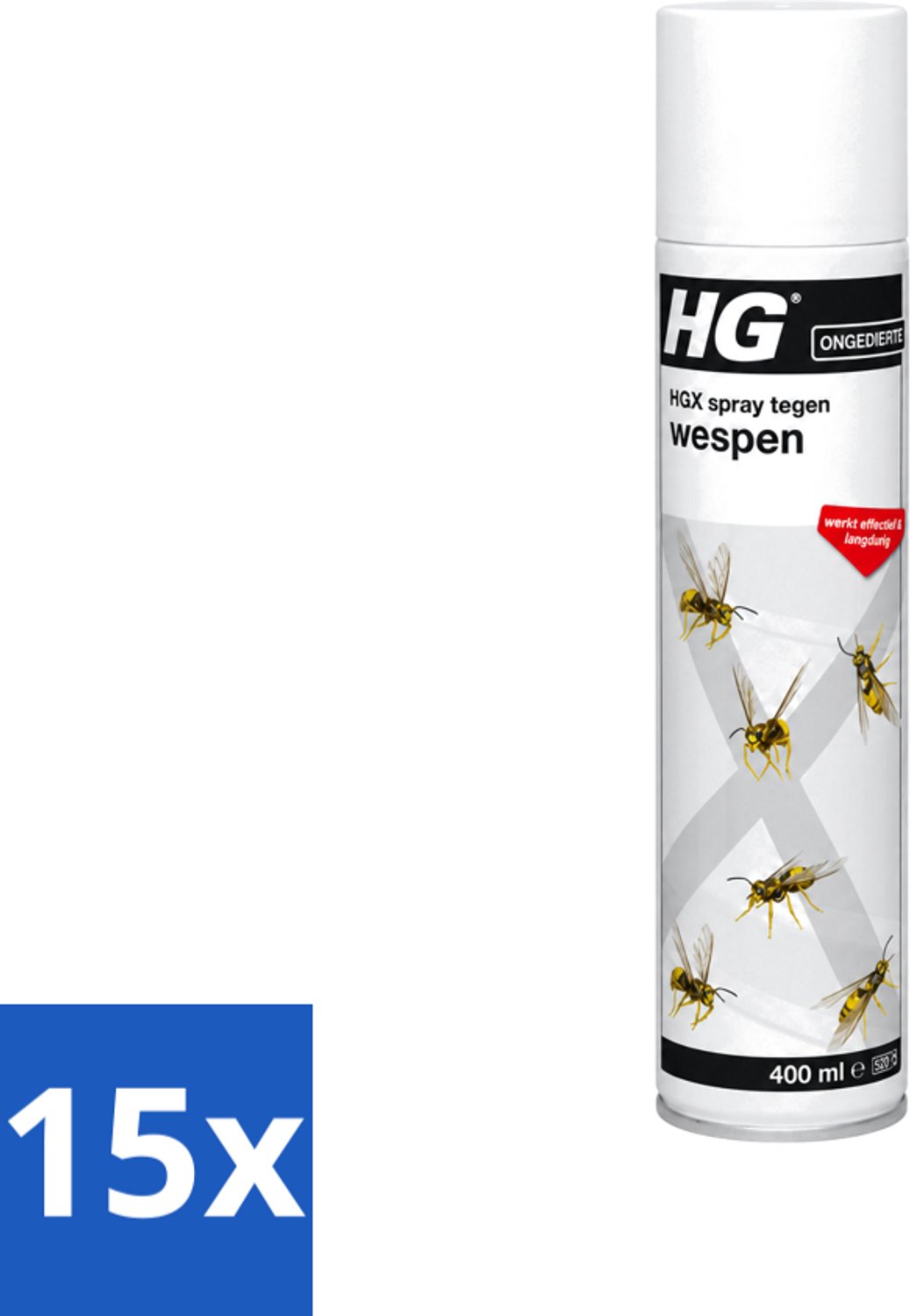 15 x HG X - Spray Tegen Wespen - Effectief & Langdurig - 400 ml - Voordeelverpakking - 15 stuks