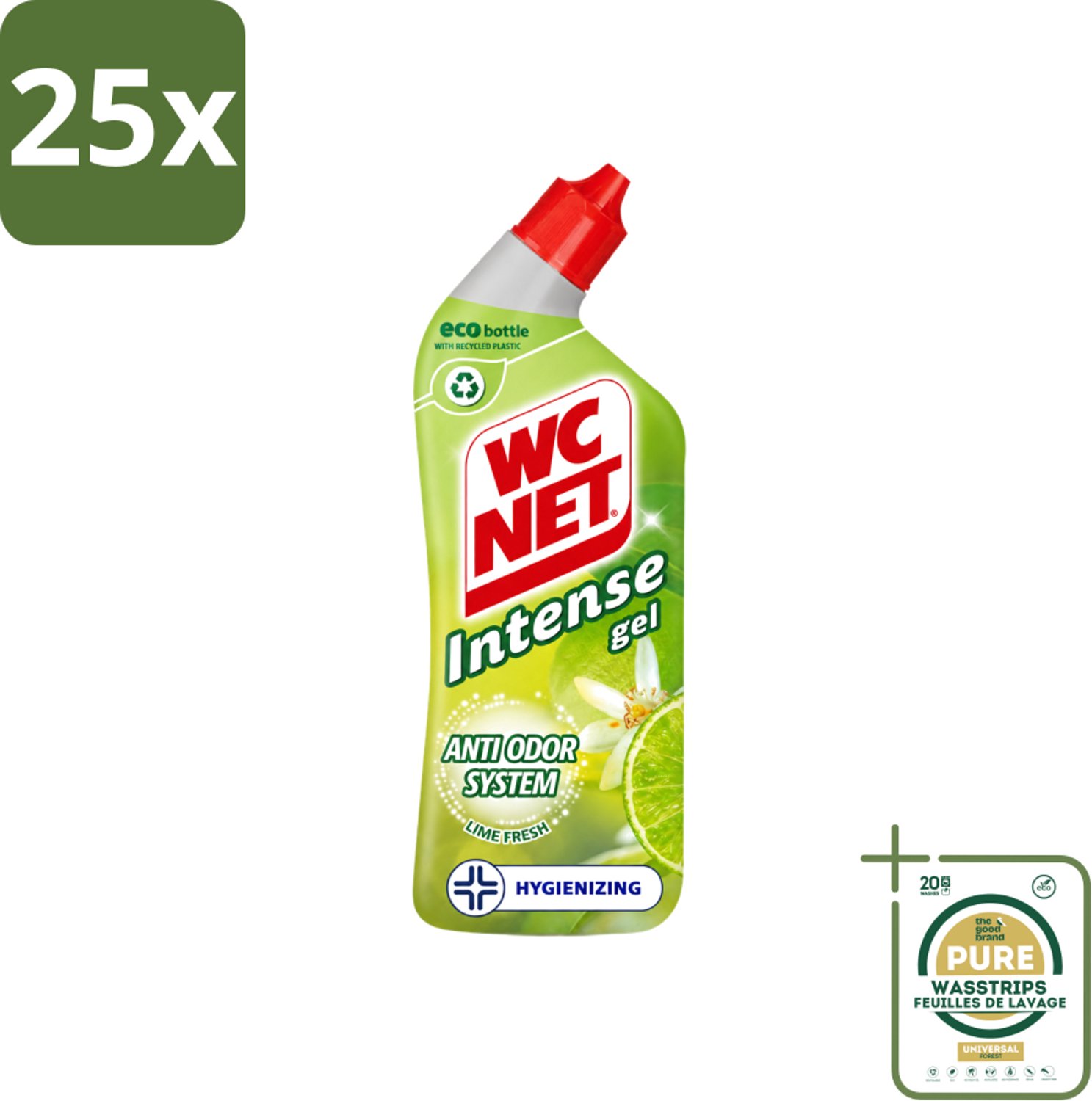 25 x WC Net - Toiletreiniger - Gel - Met Limoen- 750 ml - Wasstrips - WC Net - Toilet Reiniger - Toilet Reinigen - Toilet Geur - Toilet Reinigingsgel