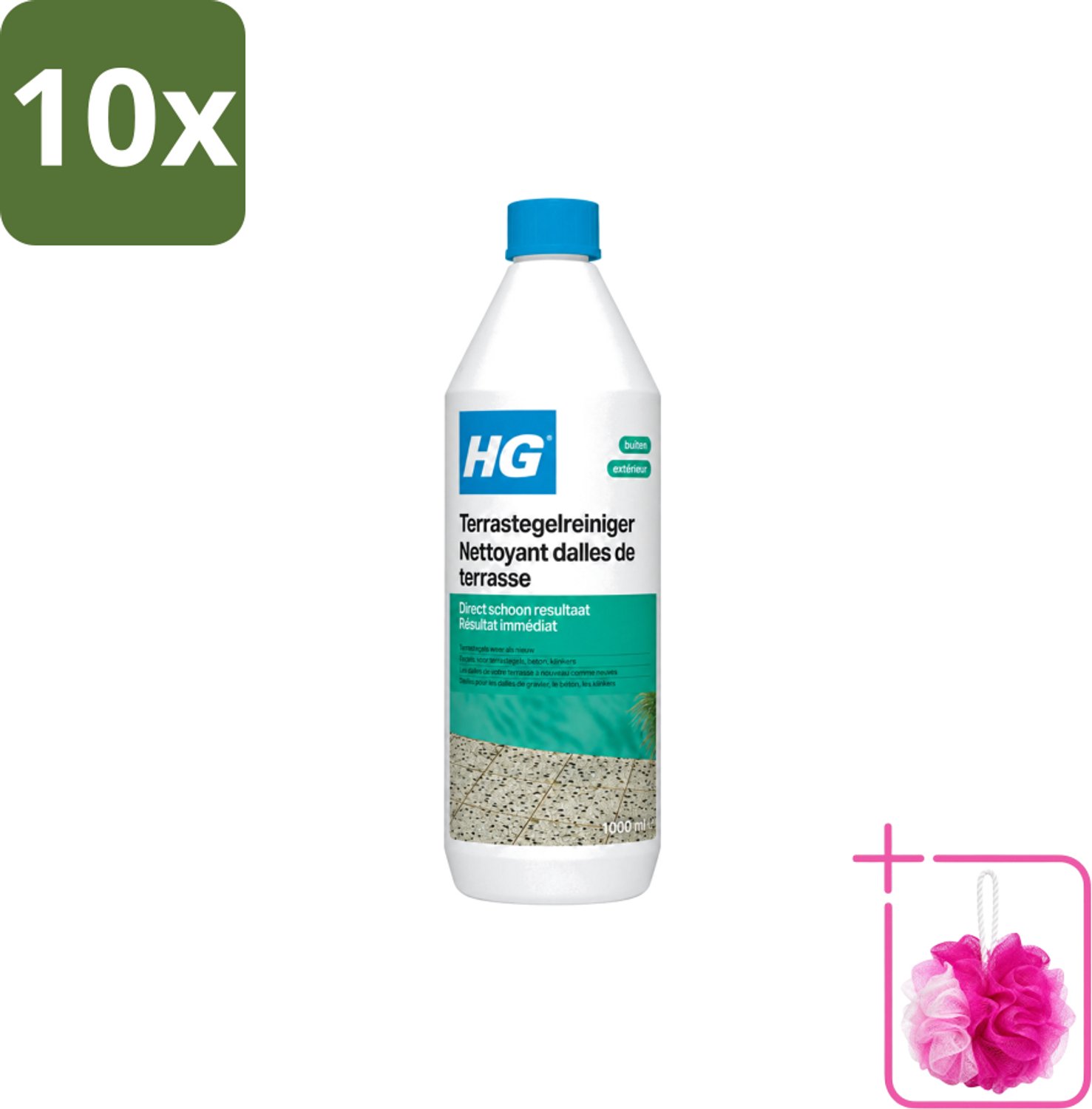 10 x HG - Terrastegelreiniger - 1 L - Bulkverpakking - Terras reinigen - Douchemop - Terrastegel reiniger