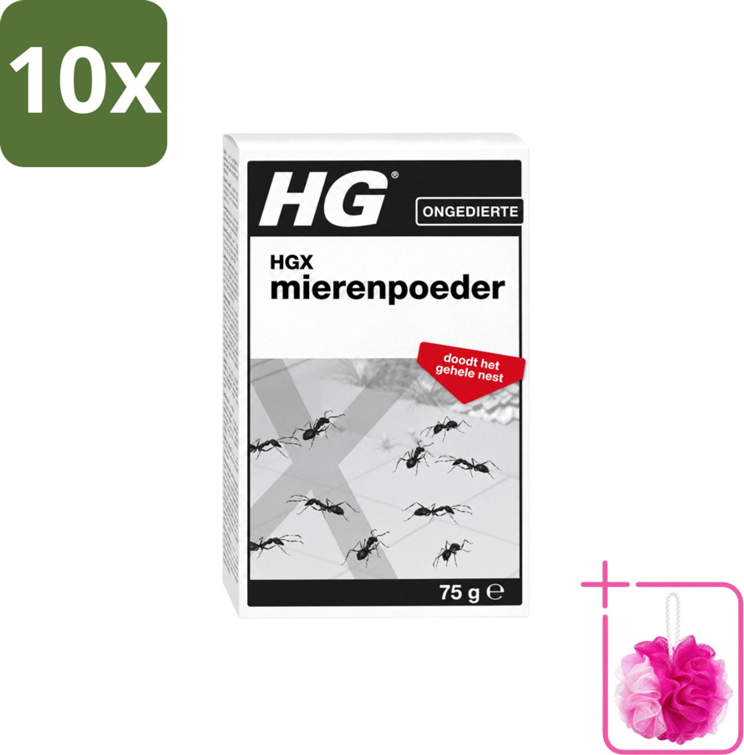 10 x HG X - Ongedierte - Mierenpoeder - Doodt Het Gehele Nest - 75 g - Bulkverpakking - Mierenpoeder - Douchemop - Mierenbestrijding