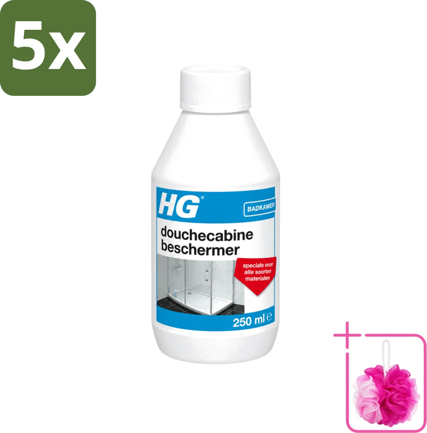 5 x HG - Badkamer - Douchecabine Beschermer - Voor Elk Materiaal - 250 ml - Bulkverpakking - Douchecabine beschermer - Douchemop - Kalkaanslag bestrijden
