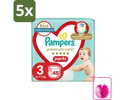 5 x Pampers – Luierbroekjes – Premium Care Pants Maat 3 – 48 Luiers - Bulkverpakking - Luier - Douchemop - Luierbroek