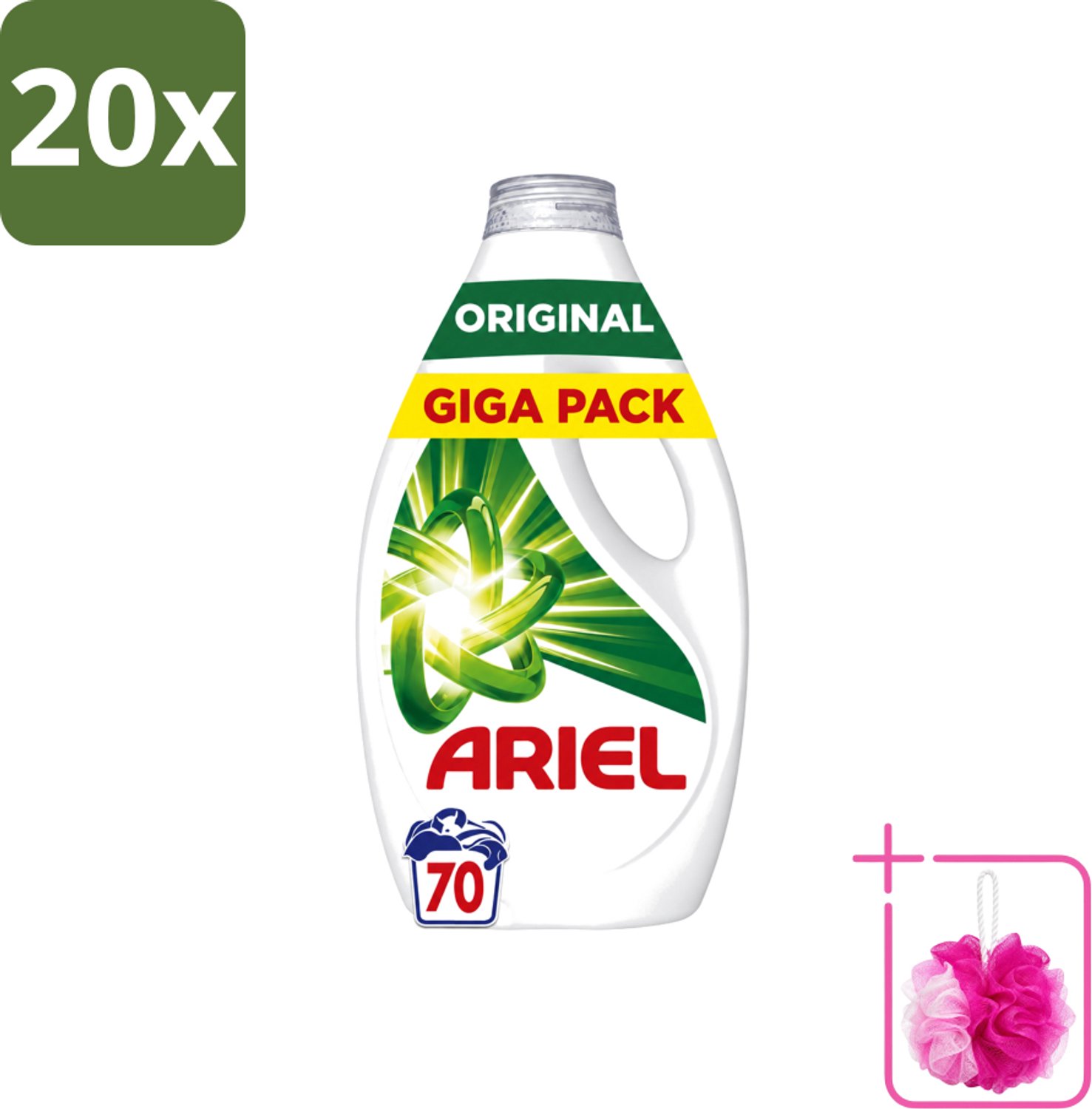 20 x Ariel – Vloeibaar Wasmiddel – Original – 3150 ml – 70 wasbeurten - Bulkverpakking - Vloeibaar wasmiddel - Douchemop - Vlekverwijdering