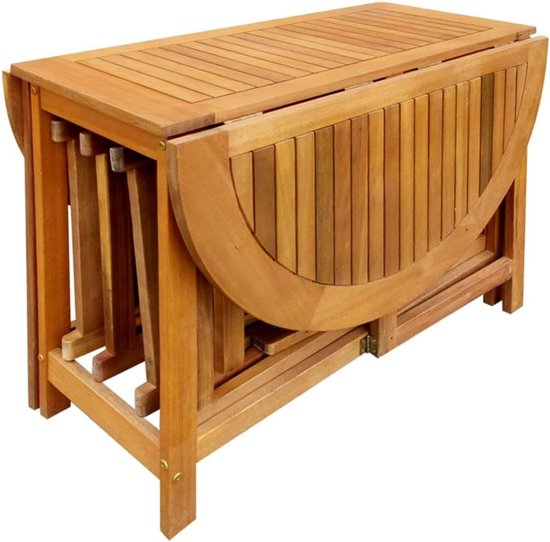 5-delig acaciahout klaptafel set met 4 stoelen — afbeelding 3