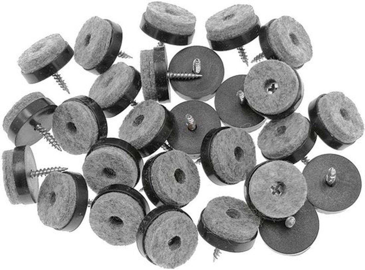40 stuks Meubelglijders - Schroefbare Viltpads - Vloerbescherming voor houten stoel-, tafel- en sofapoten (Φ24mm of 0,95", Zwart)